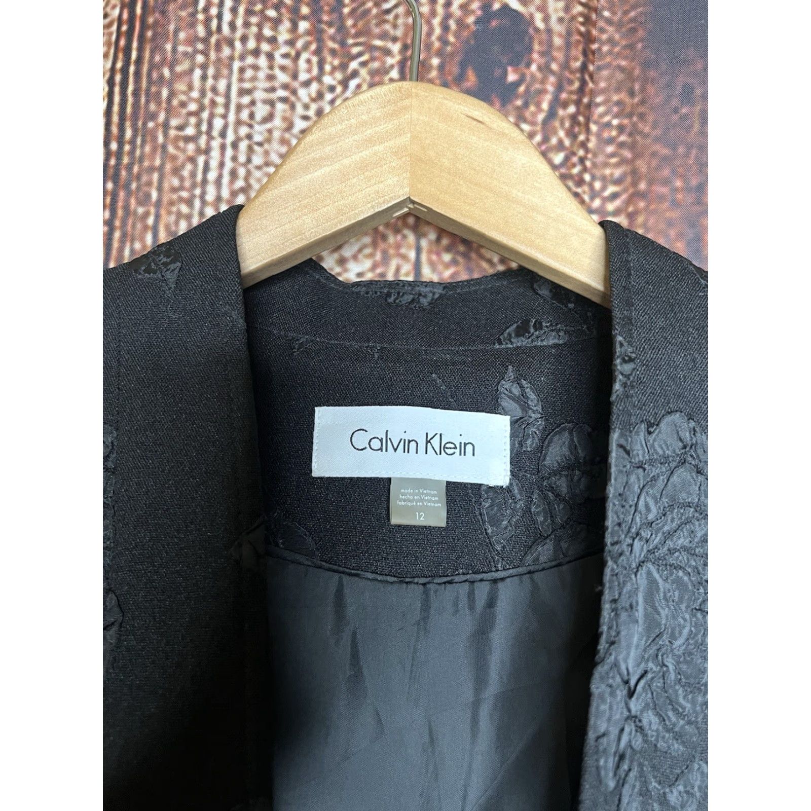 Calvin Klein Calvin Klein Blazer Womens Black Floral Pattern 12 Size Shirt? Size XL / US 12-14 / IT 48-50 - 3 Thumbnail