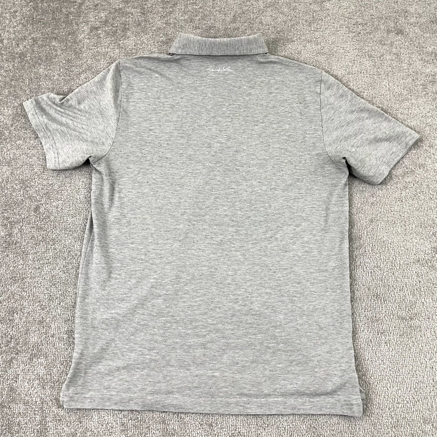 TravisMathew Travis Mathew Polo Shirt Mens Large Gray Striped Golf Performance Short Sleeve Size US L / EU 52-54 / 3 - 7 Thumbnail
