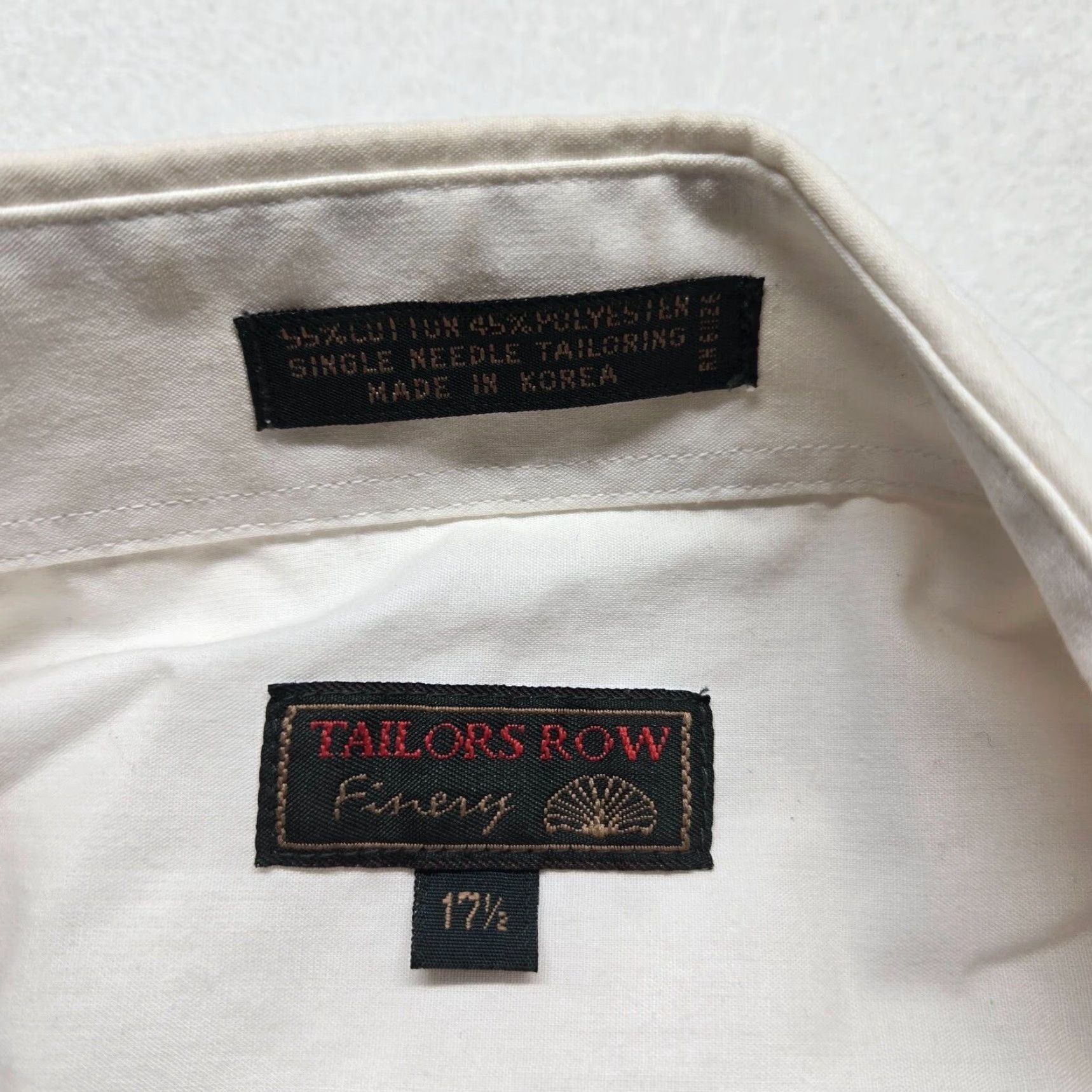 Vintage Tailor’s Row Finery Shirt Adult Men 17.5 White Short Sleeve Button-Up Cotton Solid 17.5 Mens Shirt Size US XXL / EU 58 / 5 - 3 Thumbnail