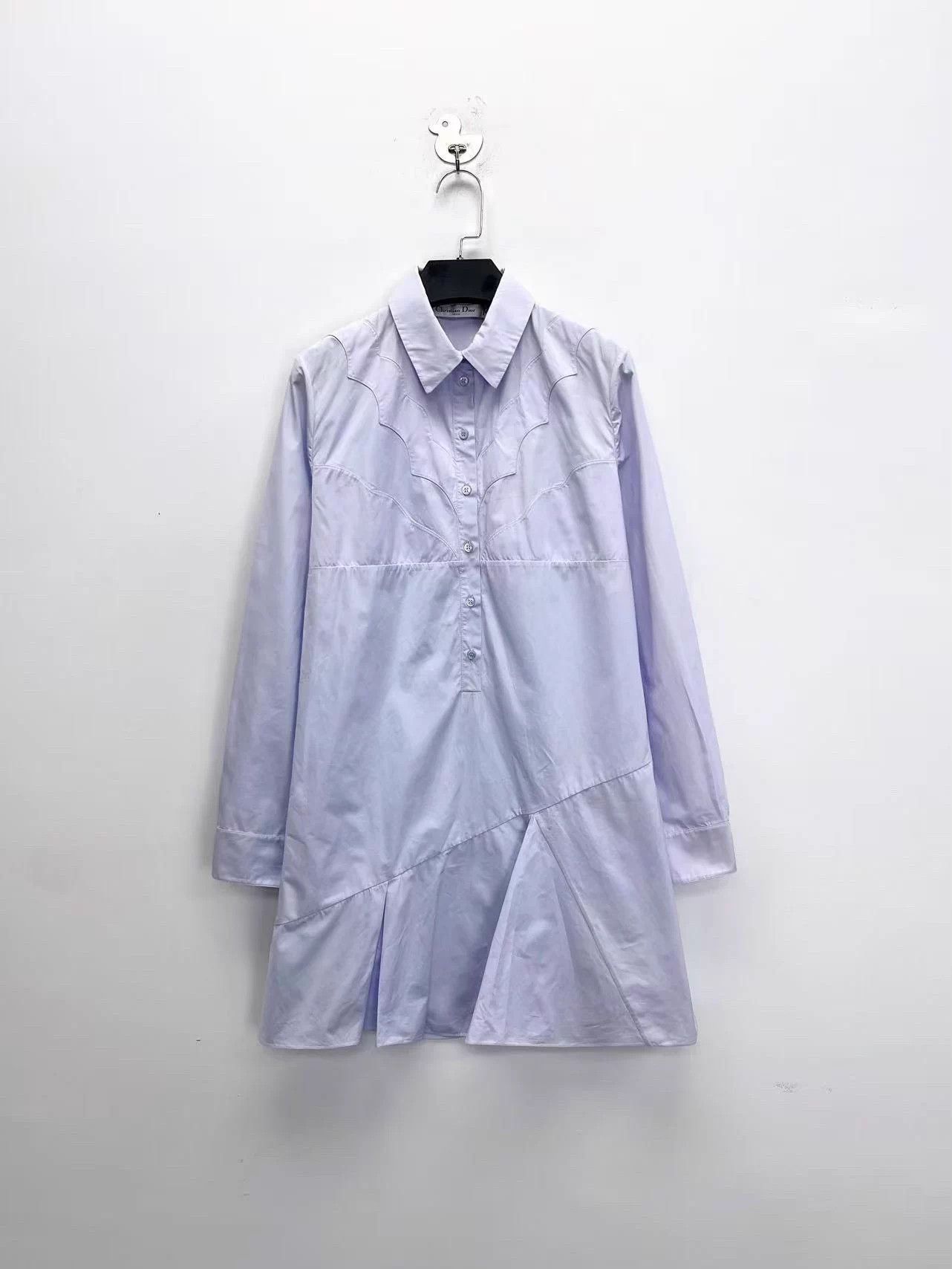 Dior Dior Light Blue Pleated Irregular Shirt Dress 38 Size XS / US 0-2 / IT 36-38 - 1 Thumbnail