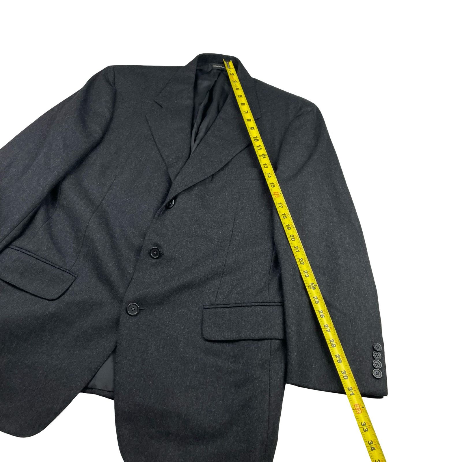 Samuelsohn Samuelsohn Men’s Flannel Wool 2-Button Suit Charcoal Gray • Size 42R - 12 Thumbnail