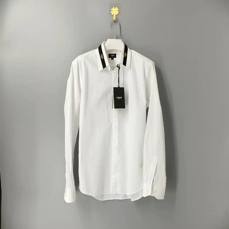 Fendi Fendi White Cotton Long Sleeve Shirt 0089 Size US S / EU 44-46 / 1 - 1 Thumbnail