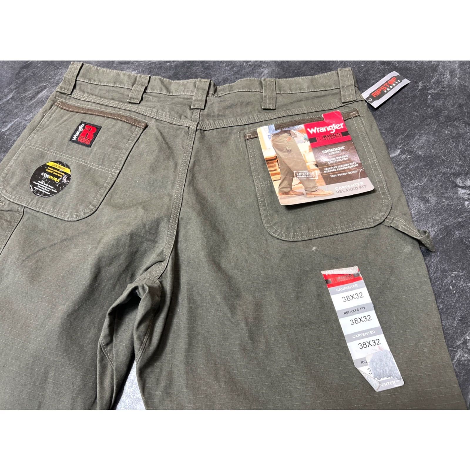 Wrangler Wrangler RIGGS Workwear Carpenter Pants Mens 38x32 Olive Green Ripstop Carpenter Wrangler RIGGS Workwear Mens 38 32 Green Size US 38 / EU 54 - 5 Thumbnail