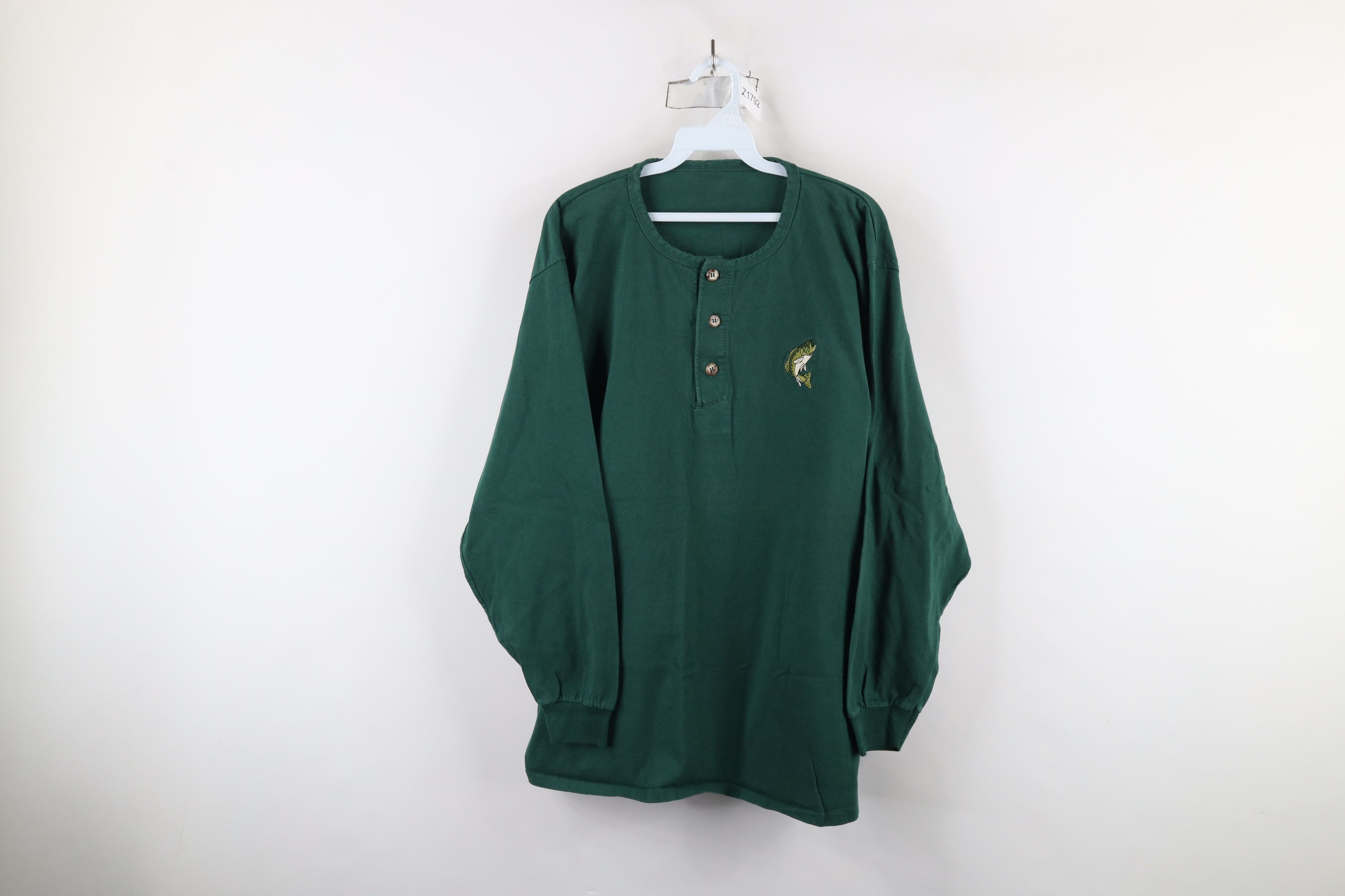 Vintage Vintage 90s Streetwear Fishing Long Sleeve Henley T-Shirt Size US L / EU 52-54 / 3 - 1 Thumbnail