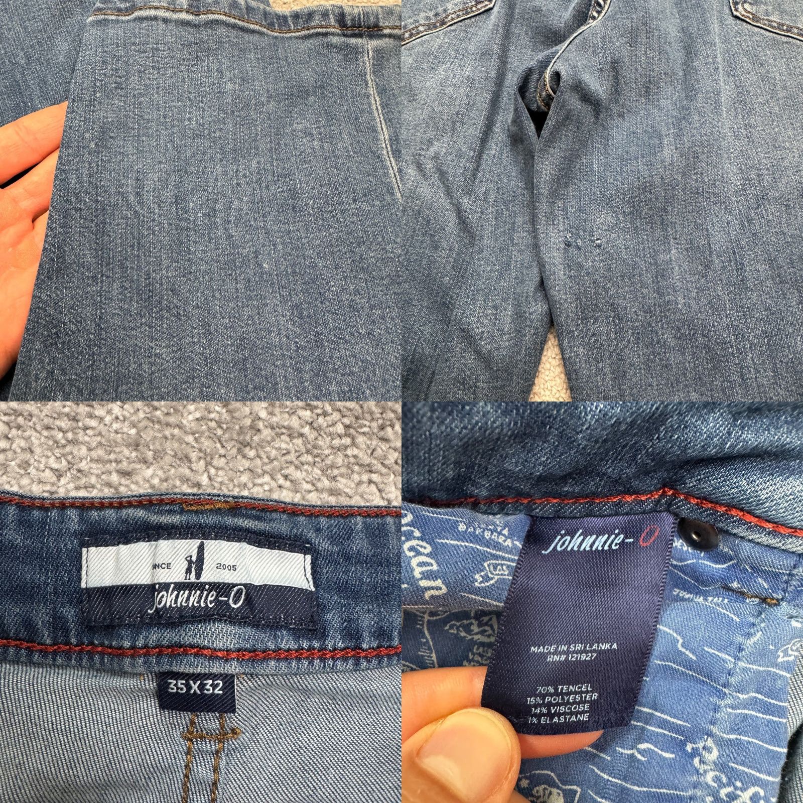 johnnie-O johnnie-O Jeans Mens 35x32 Blue Denim 5-Pocket Anaheim Tencel Straight Leg Size US 35 - 8 Thumbnail