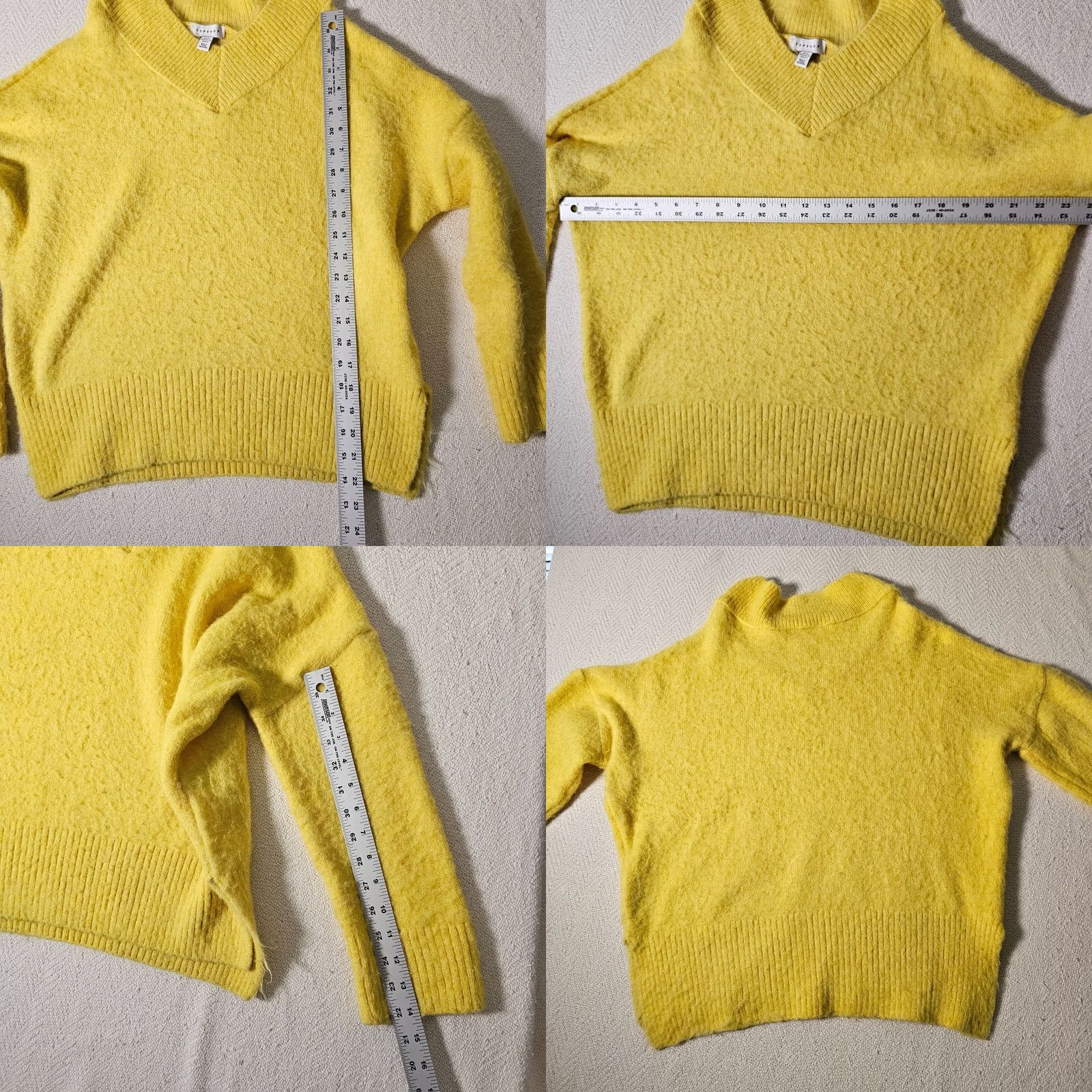 Topshop Topshop Sweater Pullover V-Neck Yellow XS 2 0 Women’s Long Sleeve Knit Quick & Easy Casual Reserved Women’s Size XS / US 0-2 / IT 36-38 - 8 Thumbnail