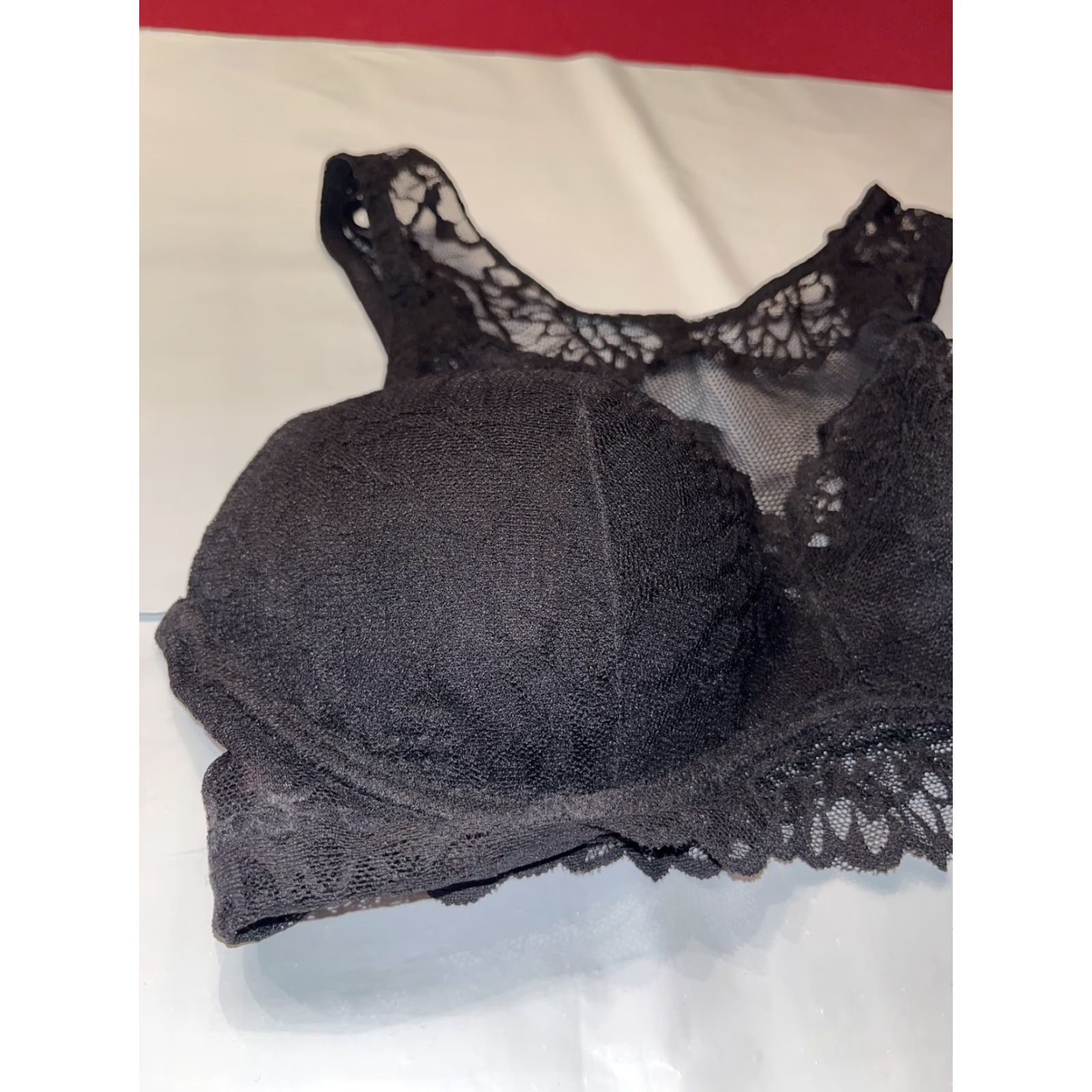 Victoria's Secret Victoria’s Secret PINK Bra Bralette Lace Wireless Padded PushUp Pullover M Black Women’s PINK Bralette Lace Bra Size ONE SIZE - 2 Thumbnail