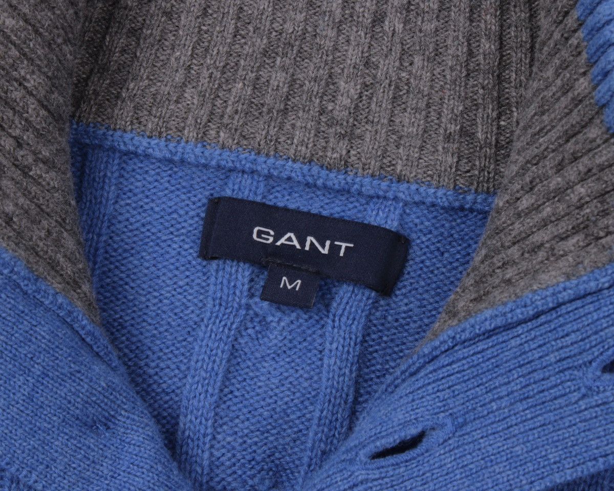 Gant GANT Lambs Wool Cable Knit Blue Button Sweater High Neck Size US M / EU 48-50 / 2 - 10 Thumbnail
