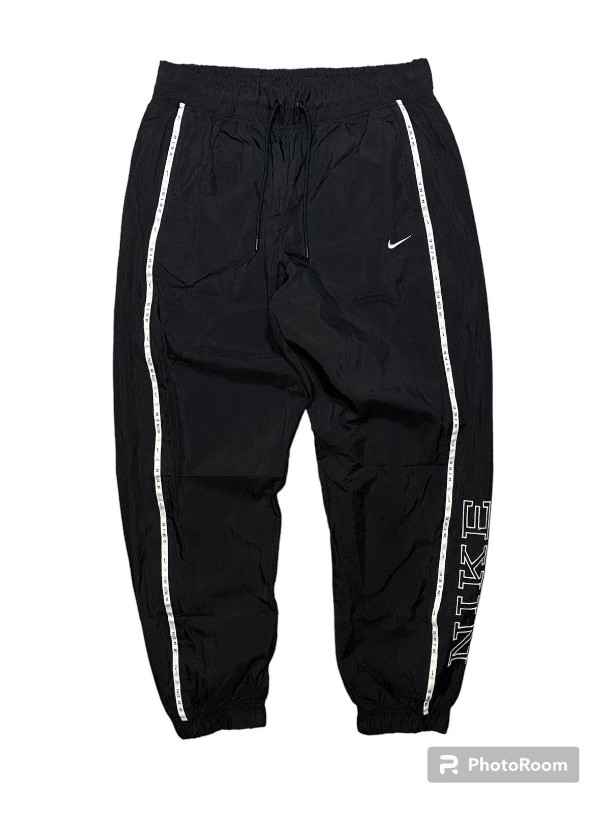 Nike × Vintage Nike swoosh Nylon Track Pants Sweatpants black womens M Size 26" / US 2 / IT 38 - 9 Thumbnail