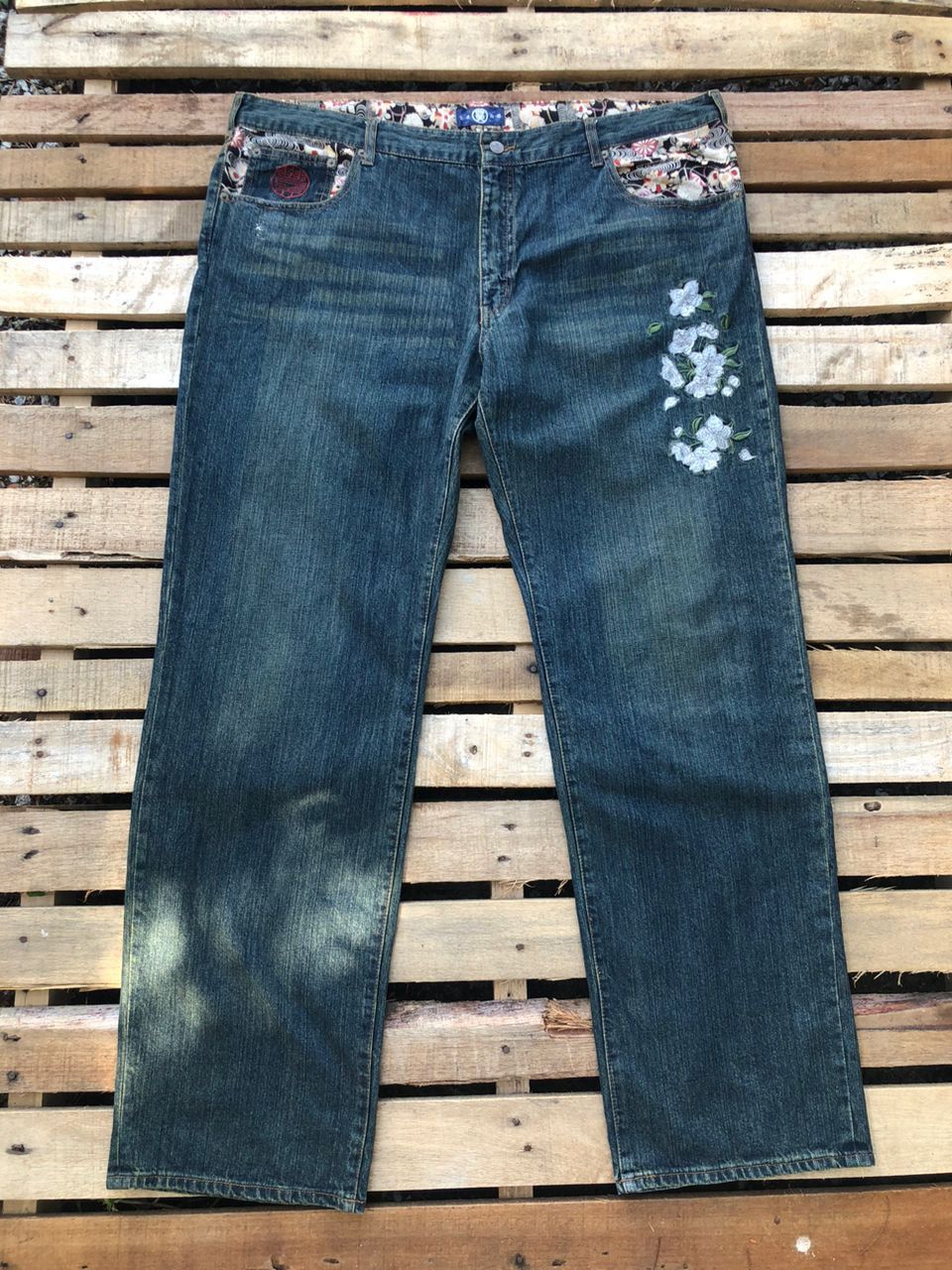 Japanese Brand Buden Koi Fish Dragon Embroidered Japanese Denim Jeans Size US 42 / EU 58 - 2 Thumbnail