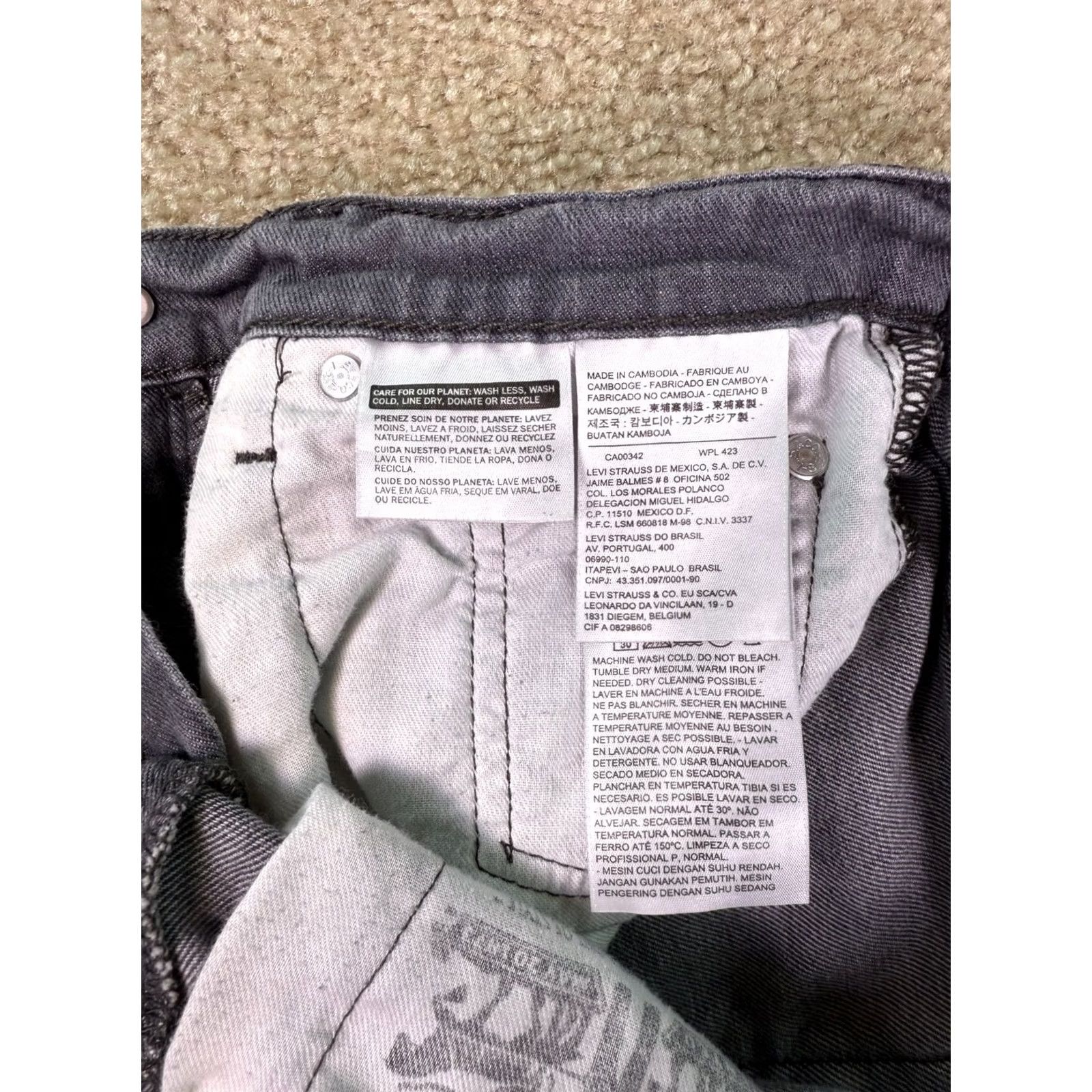 Levi's Levis 511 Jeans Mens 28x30 Fits 28x28 Gray Denim Straight Leg Workwear E196 Size US 28 / EU 44 - 5 Thumbnail