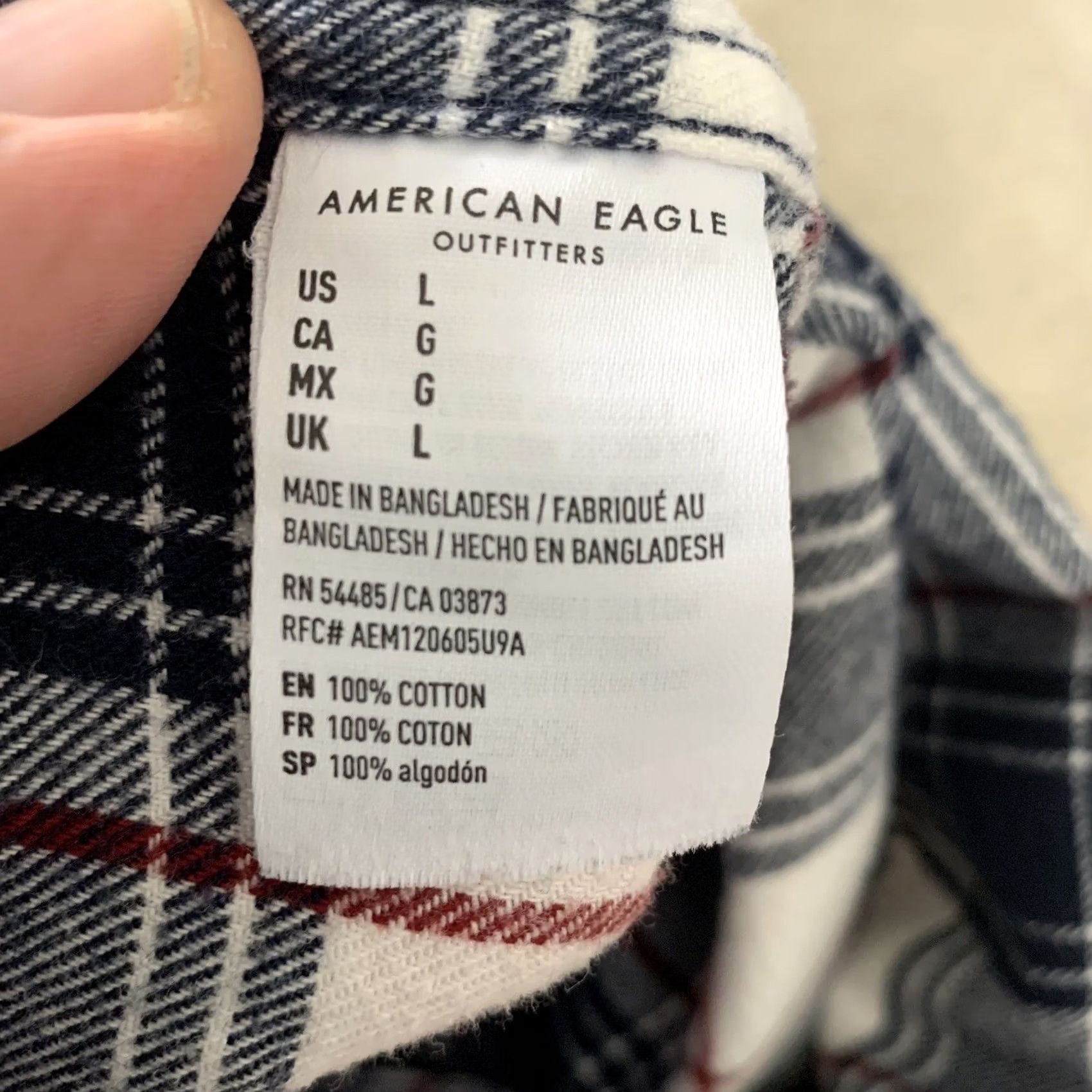 American Eagle Outfitters American Eagle Outfitters Flannel Shirt Mens Large Blue Plaid Classic Fit Size US L / EU 52-54 / 3 - 4 Thumbnail