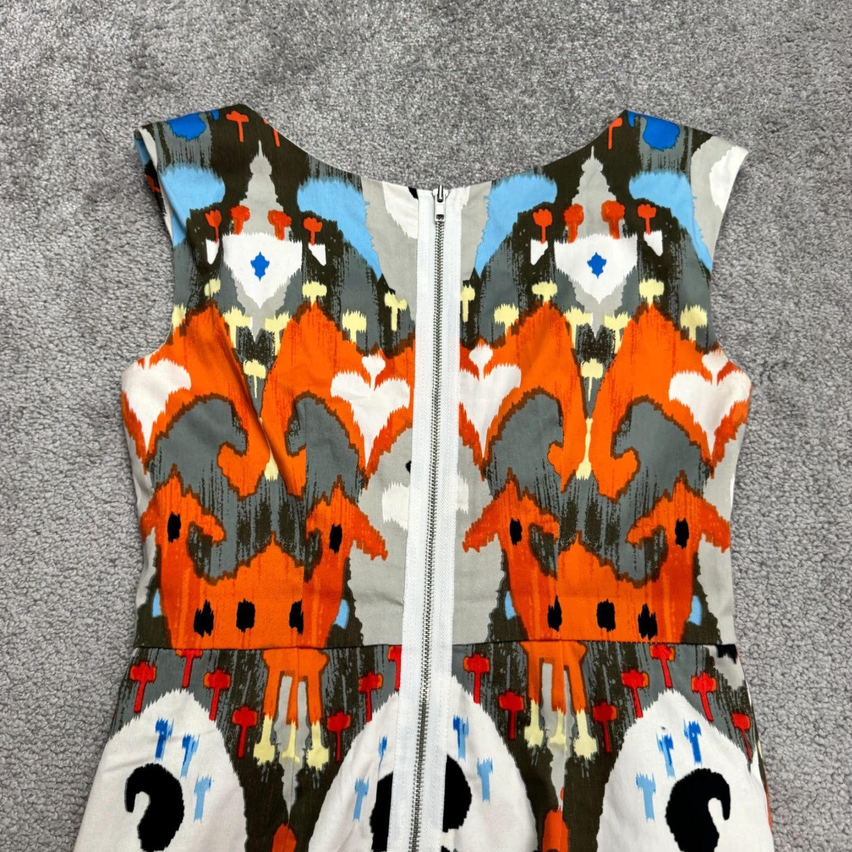 MAGGY LONDON Maggy London Abstract Sheath Dress Womens 6 Ikat Multicolor Knee Length Pockets Sleeveless Knit Cotton Blend Zip Size M / US 6-8 / IT 42-44 - 3 Thumbnail