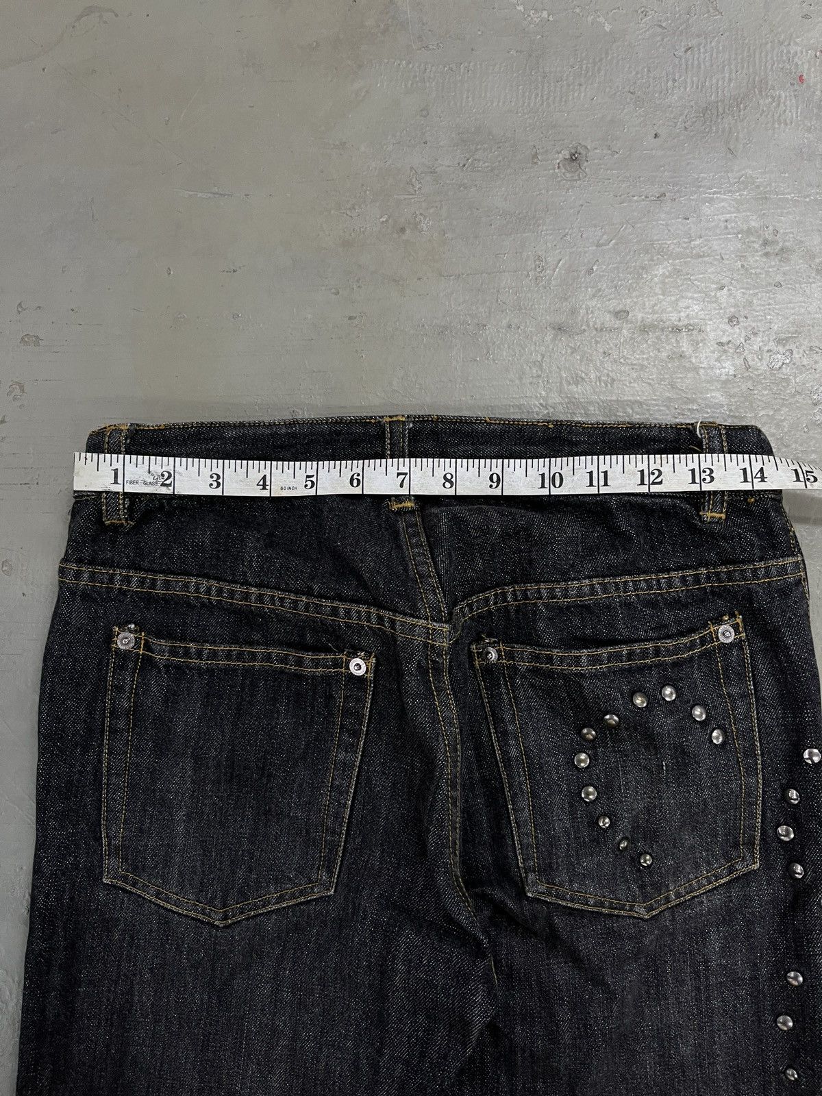 If Six Was Nine 2000s Katherine Hamnett London Tribal Studded Flared Jeans Size US 30 / EU 46 - 13 Thumbnail