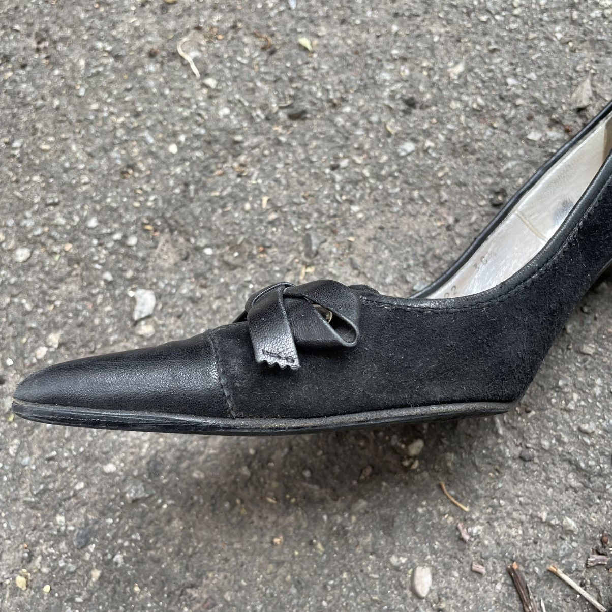 Dolce & Gabbana 39.5 Dolce Gabbana Black Leather Sling Heels Pumps slip shoe Size US 8.5 / IT 38.5 - 6 Thumbnail
