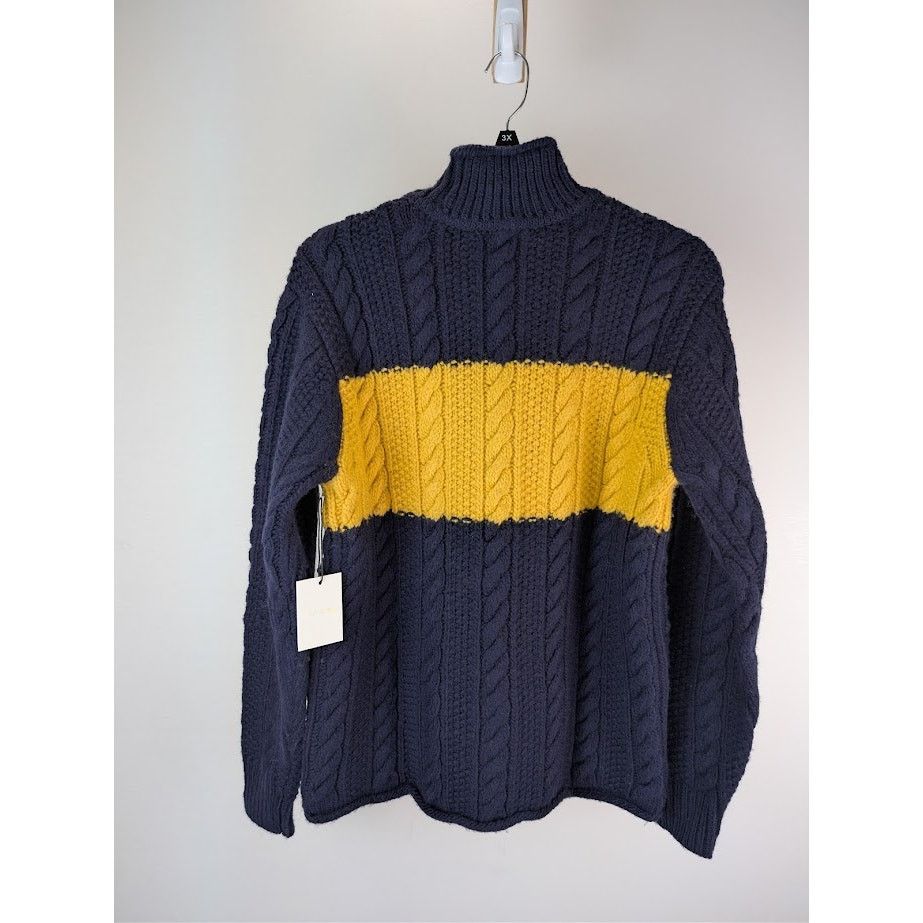 Aime Leon Dore o1rshd1 Aran Cable Mockneck Sweater in Navy Size US M / EU 48-50 / 2 - 16 Thumbnail