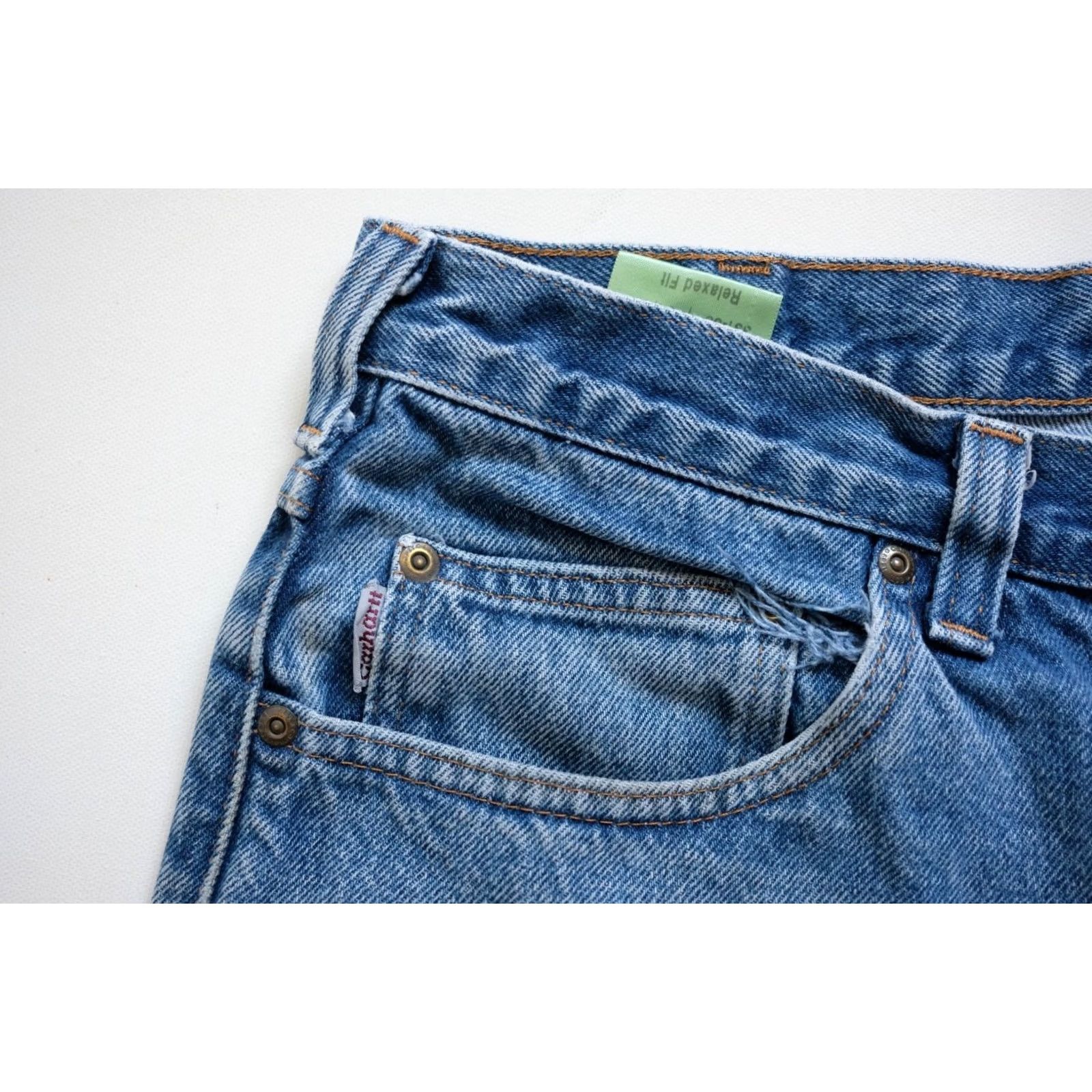 Carhartt VINTAGE Carhartt Jeans 34x30 Denim 100% Cotton Blue Distressed Retro Workwear Size US 34 / EU 50 - 6 Thumbnail