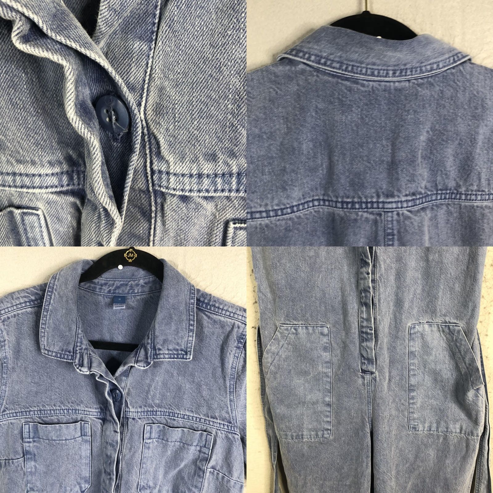 Old Navy Old Navy Jumpsuit Womens Medium Blue Denim Short Sleeve Romper Coverall Utility Size 32" / US 10 / IT 46 - 8 Thumbnail