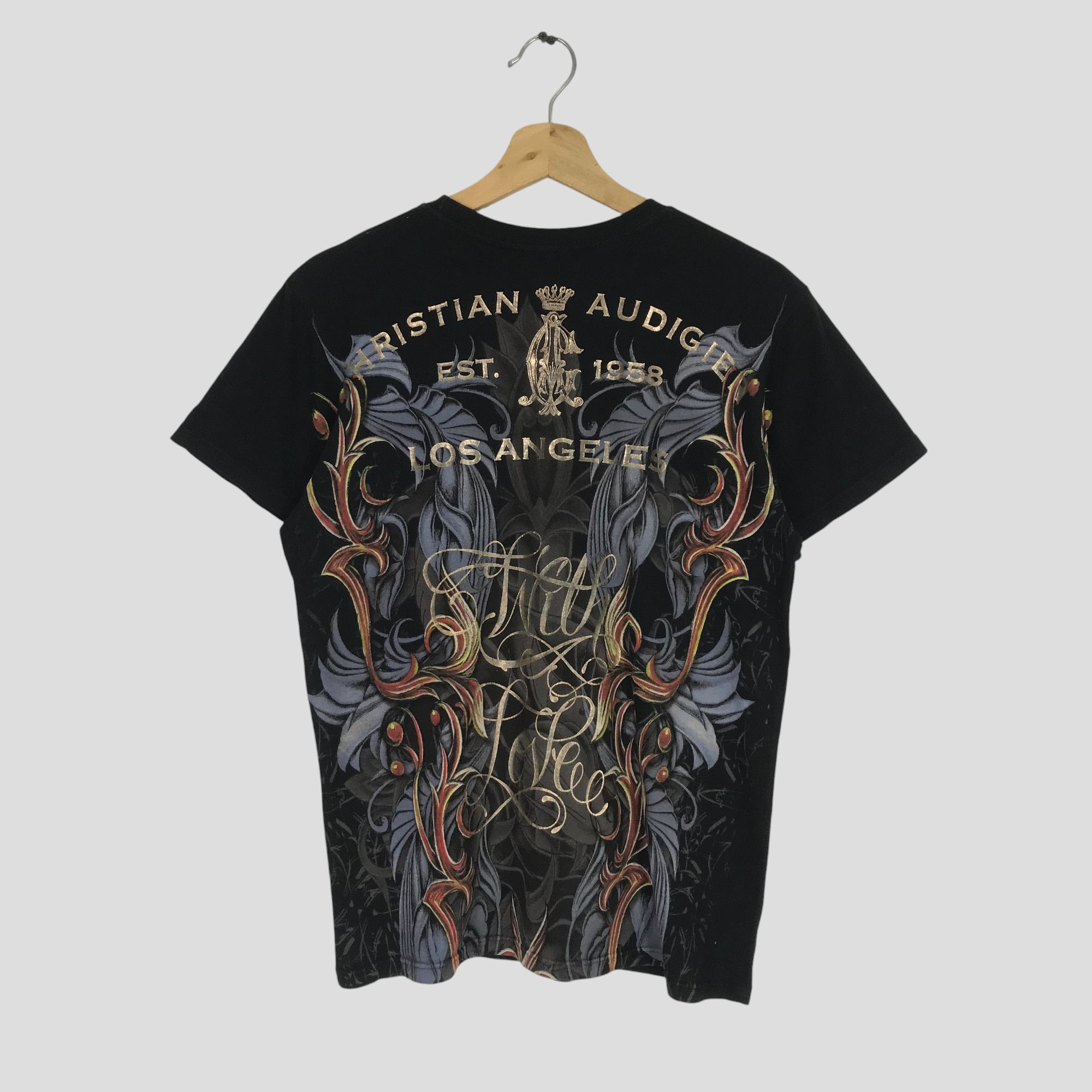 Christian Audigier × Ed Hardy × Vintage Vintage Christian Audigier Los Angeles USA Designer T Shirt Size US S / EU 44-46 / 1 - 2 Thumbnail