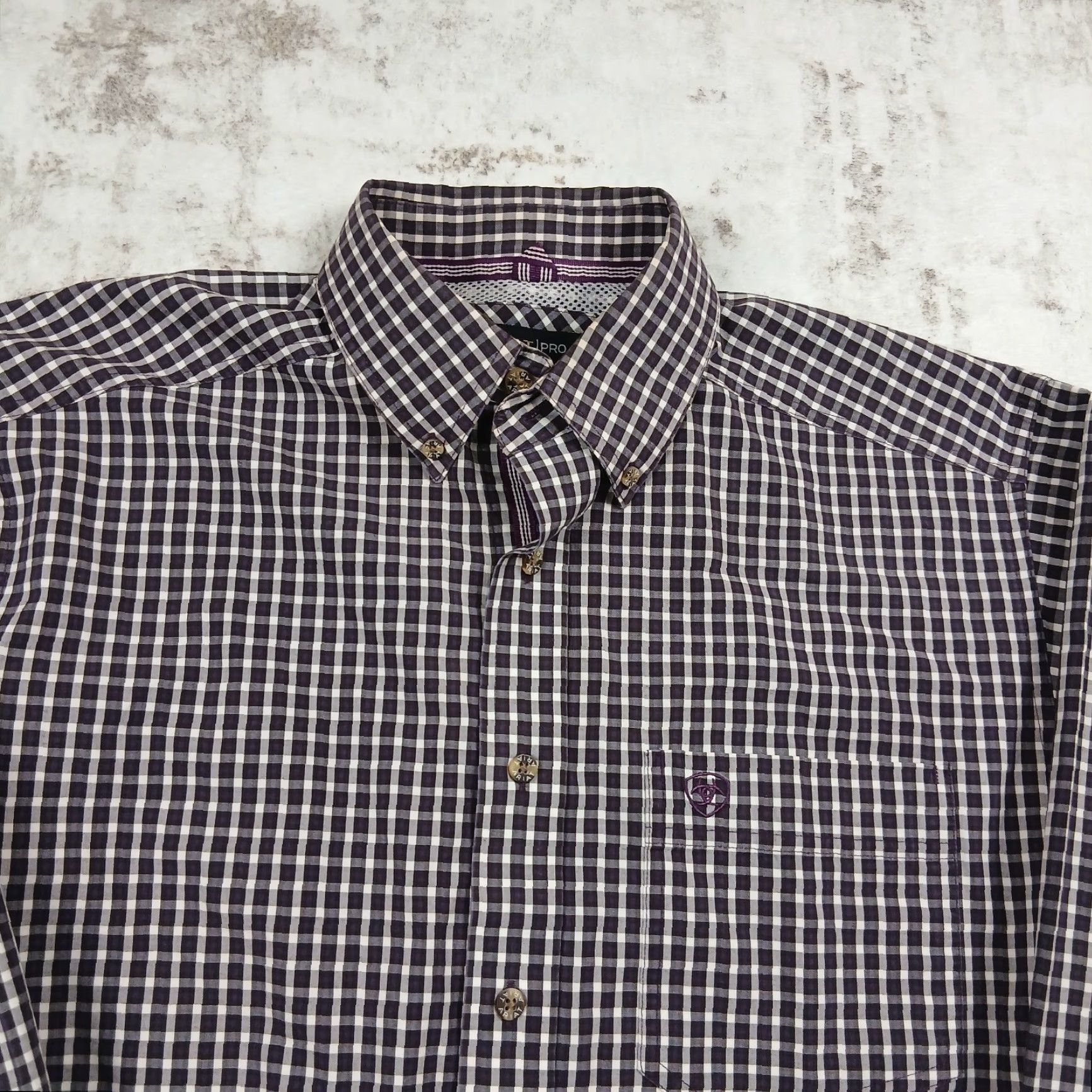 Ariat Ariat Pro Series Button-Up Shirt Mens M Purple Check Cowboy Western Shirt Size US M / EU 48-50 / 2 - 2 Thumbnail