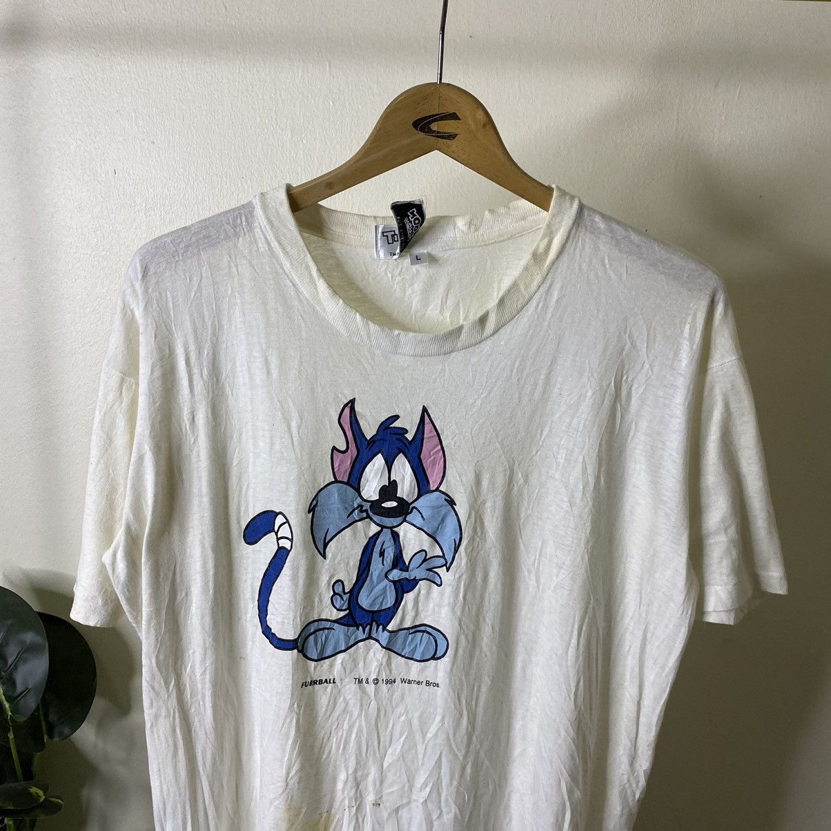 Warner Bros 1994 Furball Tiny Toon Adventures Animated Series Promo Tee Size US L / EU 52-54 / 3 - 2 Thumbnail