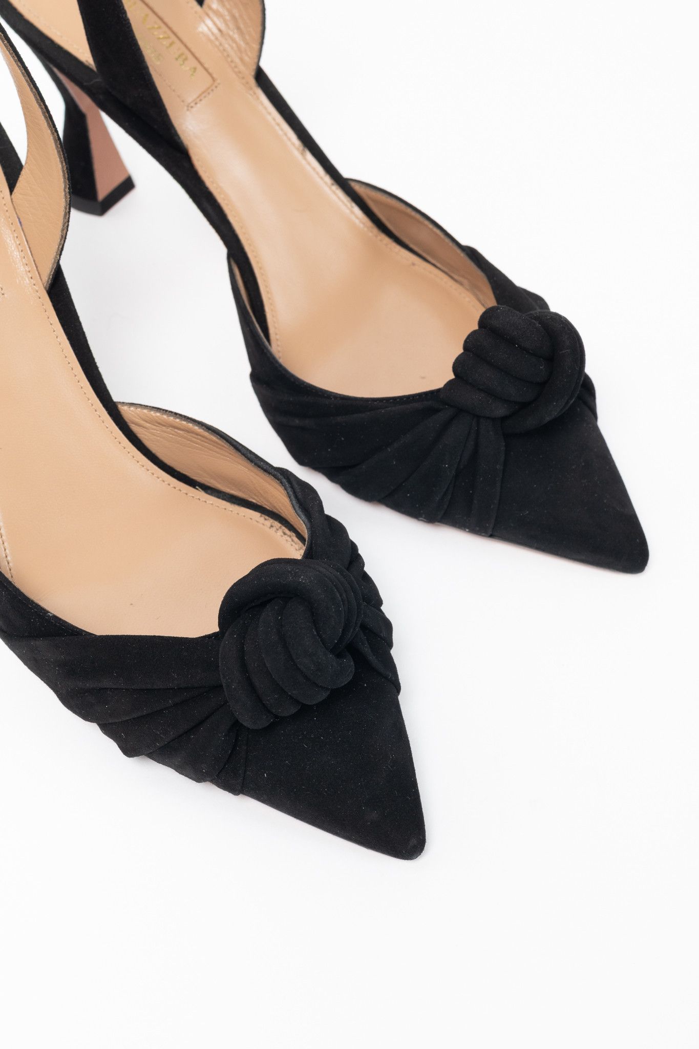 Aquazzura Aquazzura Kiki Sling 85 Black Suede Knotted Heels Size US 7.5 / IT 37.5 - 6 Thumbnail