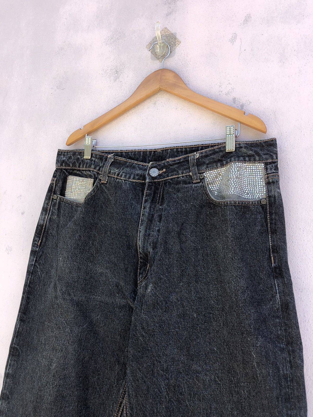 Japanese Brand Hama Skull Swarowski Logo Style Baggy Jeans Size US 36 / EU 52 - 3 Thumbnail