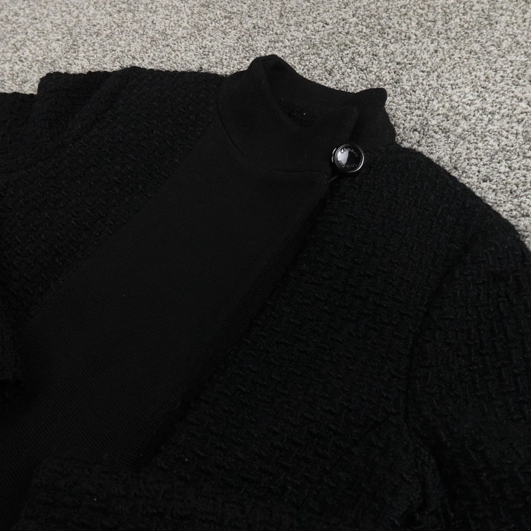Calvin Klein Calvin Klein Coat Womens 10 Black Boucle Wool Long Topper Jacket Overcoat Fall Winter Button Lined Pockets Collared Size L / US 10 / IT 46 - 2 Thumbnail