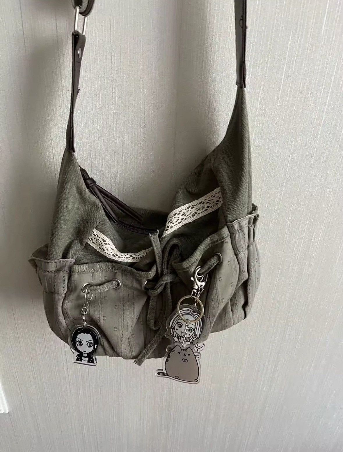 Designer × Vintage Drawstring Bow Canvas Shoulder Bag Size ONE SIZE - 4 Thumbnail