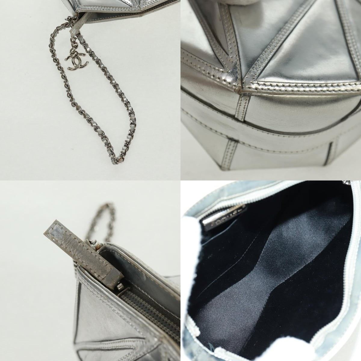 Chanel Chanel Clutch Bag Leather Silver CC Size ONE SIZE - 4 Thumbnail
