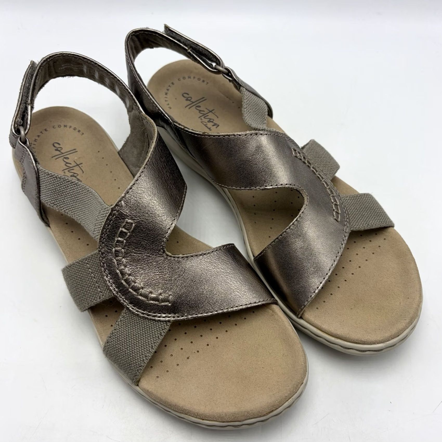 Clarks Clarks Sandals Women 9 Leissa Pewter Metallic Comfort Casual Size US 7 / IT 37 - 2 Thumbnail