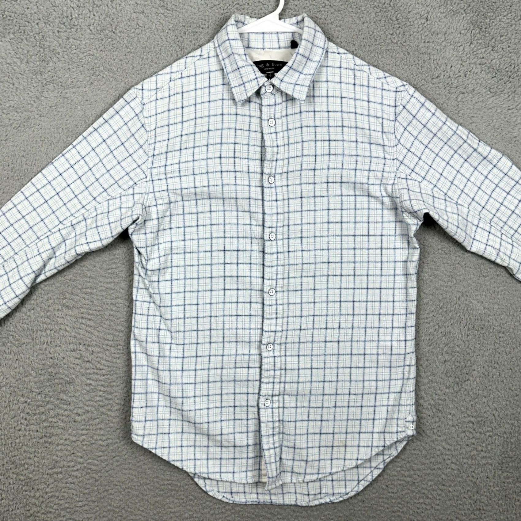 Rag & Bone Rag & bone Shirt Mens Small Blue White Flannel Button Up Grid Check Long Sleeve Size US S / EU 44-46 / 1 - 3 Thumbnail