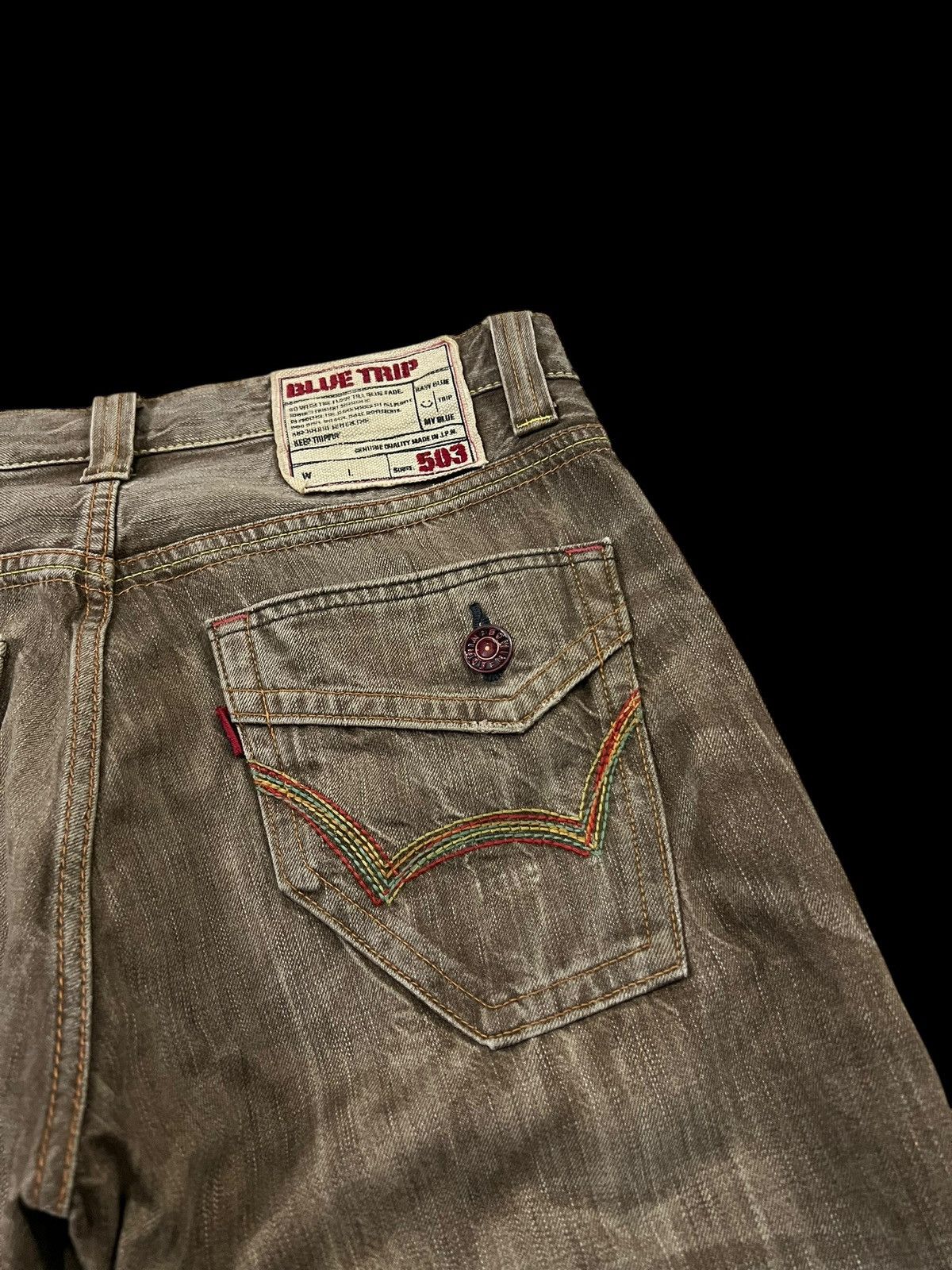 Edwin 💥FLARE💥VINTAGE EDWIN 503 BLUE TRIP FADED DENIM VERY RARE Size US 33 - 10 Thumbnail
