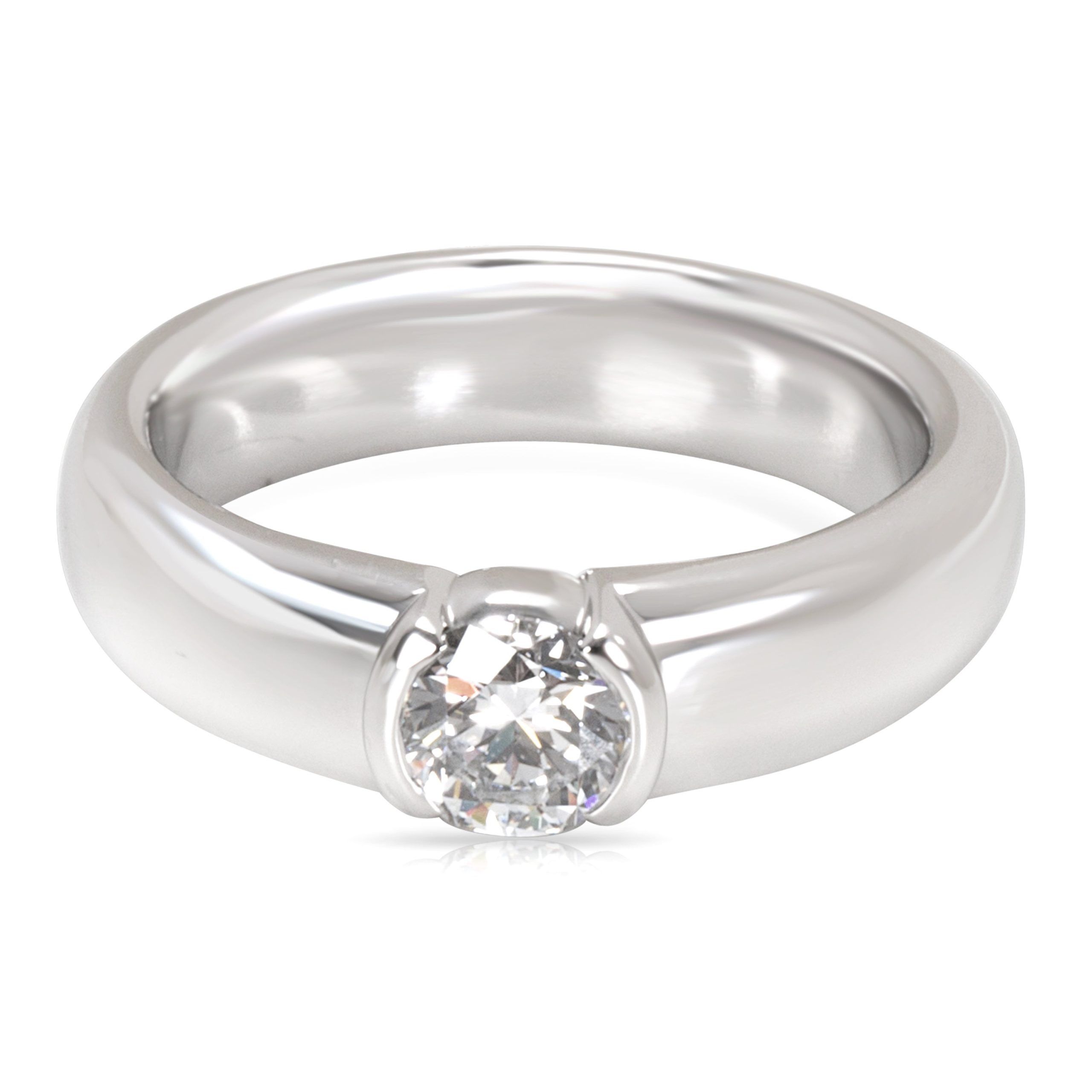 image of Tiffany Co Tiffany & Co. Semi Bezel Diamond Engagement Ring In Platinum (0.54 Ct E/vvs2) in Gold, W