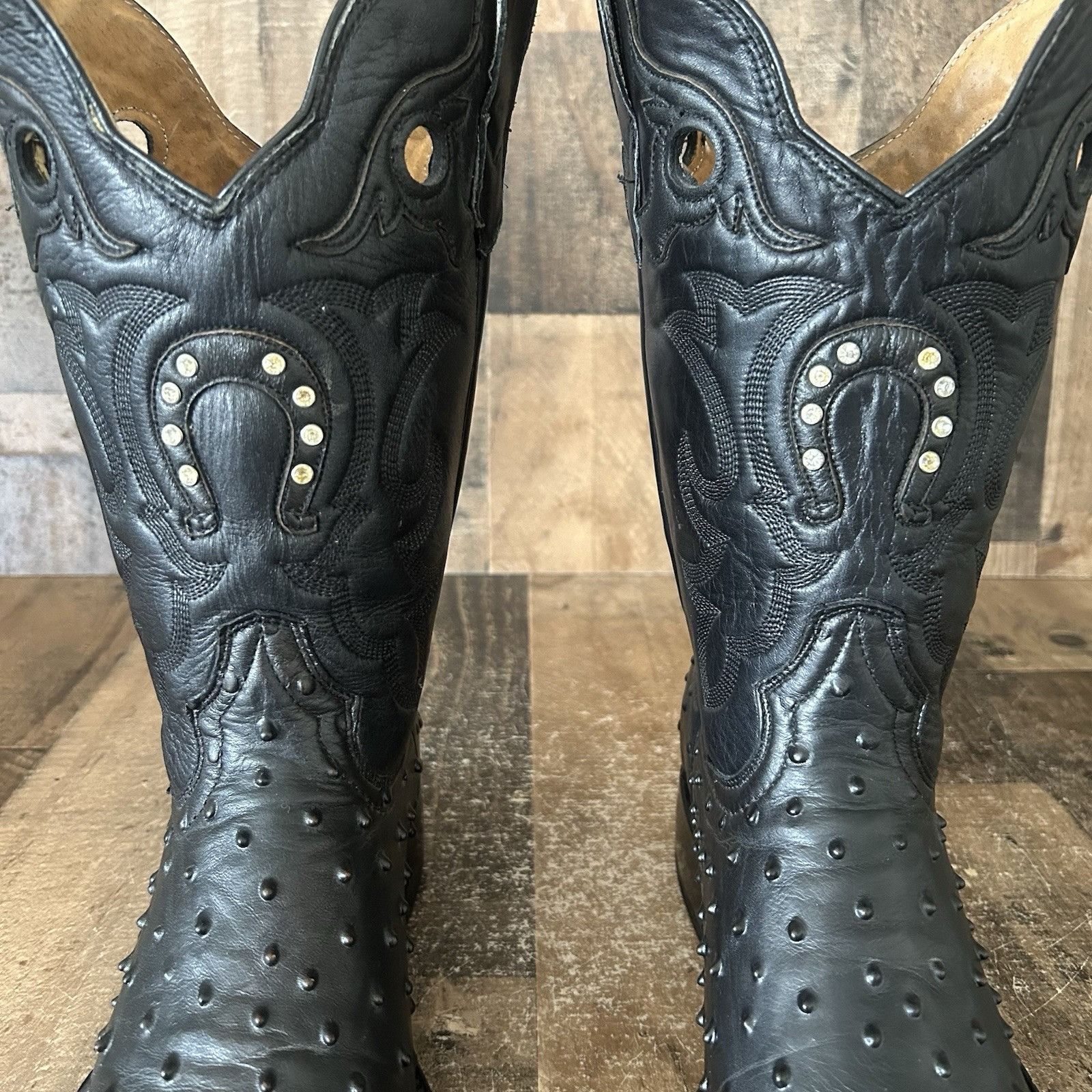 Vintage El General Ostrich Print Square Toe Cowboy Boots Mens 9.5 Size US 9.5 / EU 42-43 - 9 Thumbnail