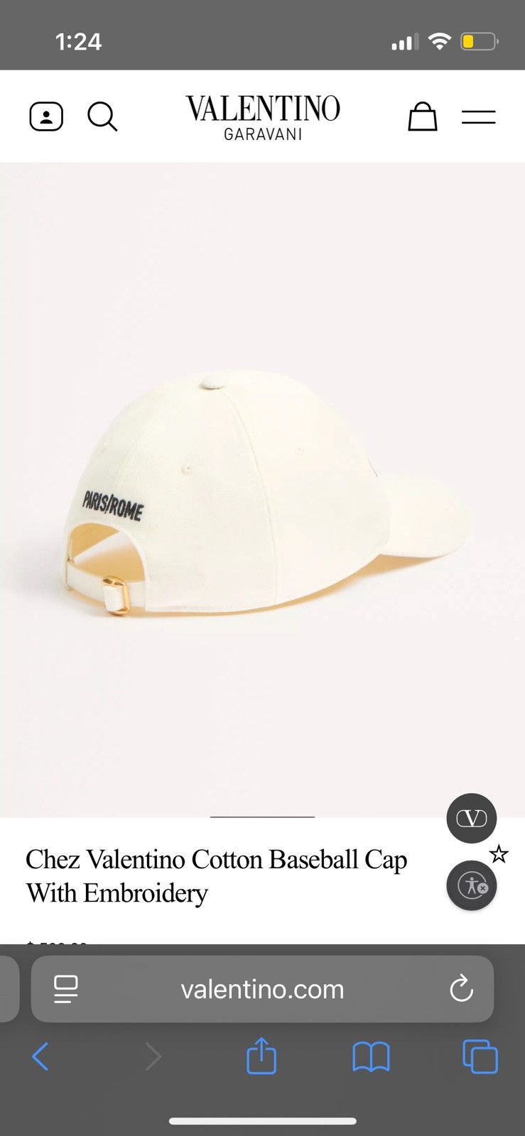 Valentino Chez Valentino Cotton Baseball Cap Size ONE SIZE - 5 Thumbnail