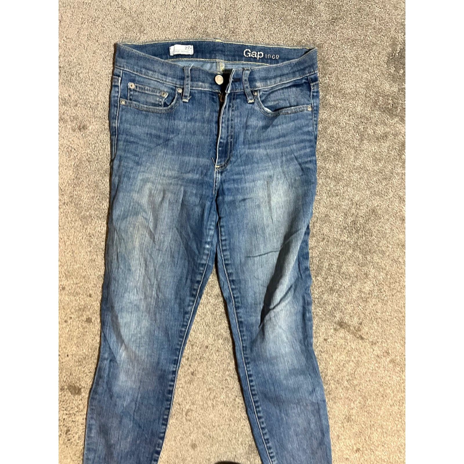 Gap Gap Jeans Skinny Women 27S Blue Wash Denim Stretch Inseam 23 Inseam 30.5 Raw Hem Size 27" / US 4 / IT 40 - 2 Thumbnail
