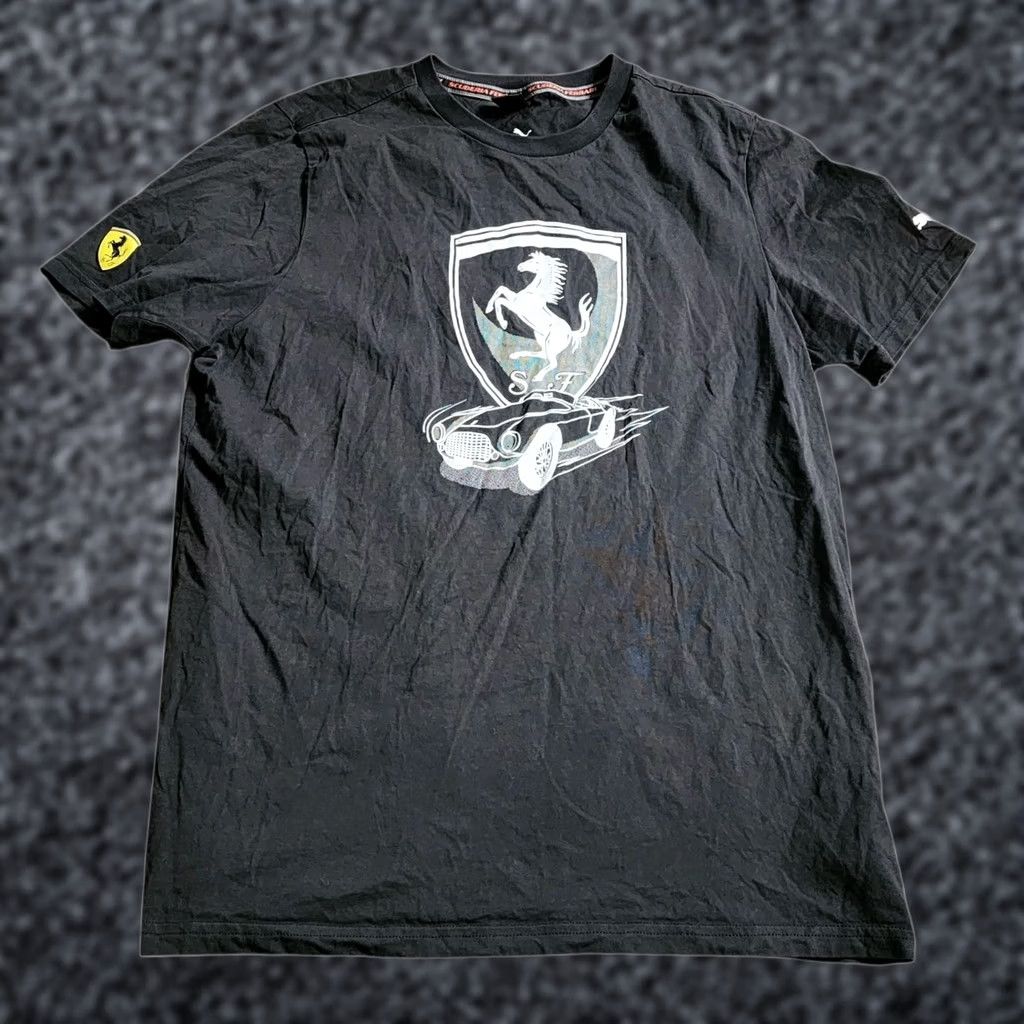 Puma Mens L Puma T Shirt Black Scuderia Ferrari Race Team Big Logo Crew Neck Short Sleeve Size US L / EU 52-54 / 3 - 1 Thumbnail