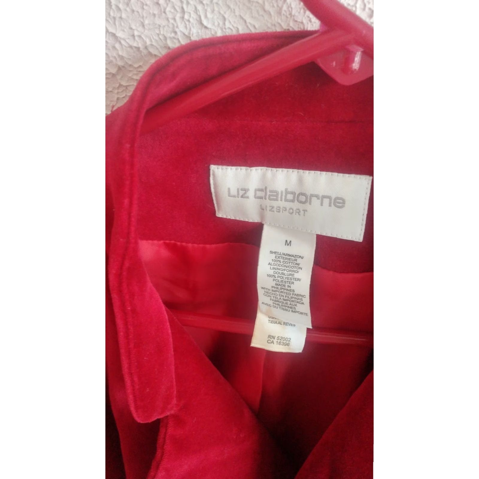 Liz Claiborne VINTAGE Liz Claiborne Liz Sport Coat Peacoat Red Velvet Car M Women Cotton Outer Shell 100% Cotton M - Womens Size M / US 6-8 / IT 42-44 - 2 Thumbnail