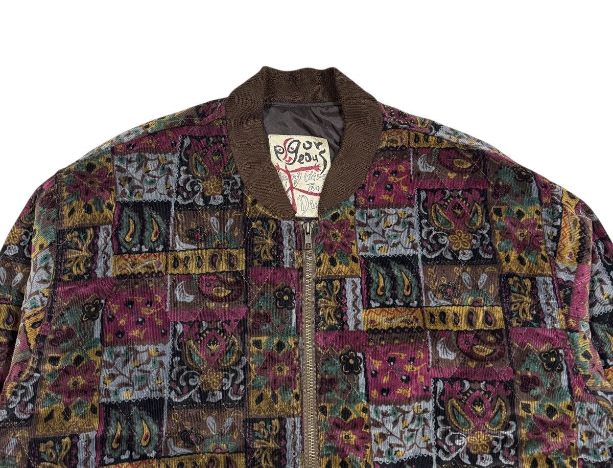 If Six Was Nine Vtg🔥Japanese Brand Bomber Patterned Velvet Quilted Jacket Size US L / EU 52-54 / 3 - 4 Thumbnail