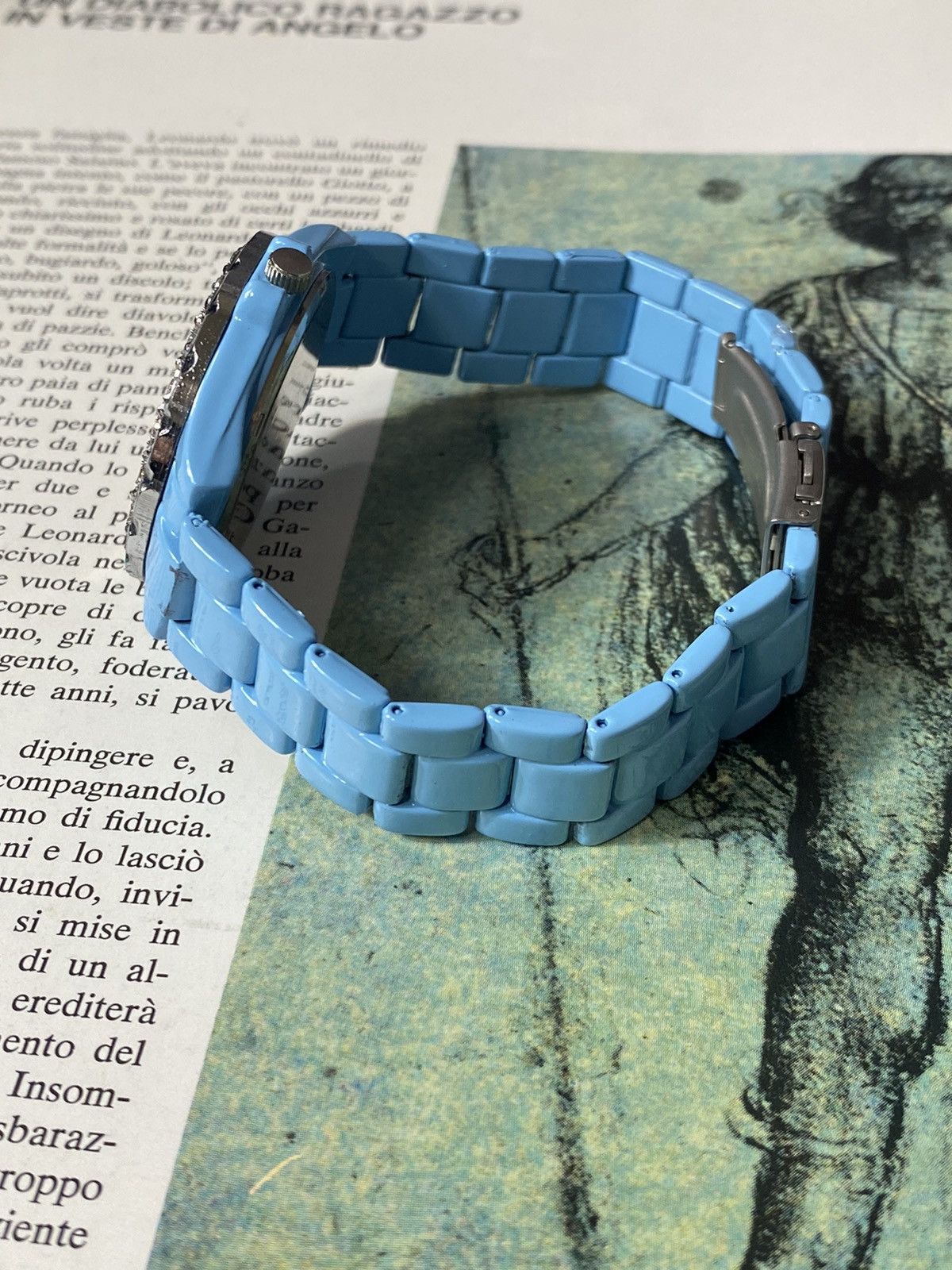Japanese Brand × Jewelry × Vintage Goldias Blue Quartz Watch Rhinestones Size ONE SIZE - 7 Thumbnail