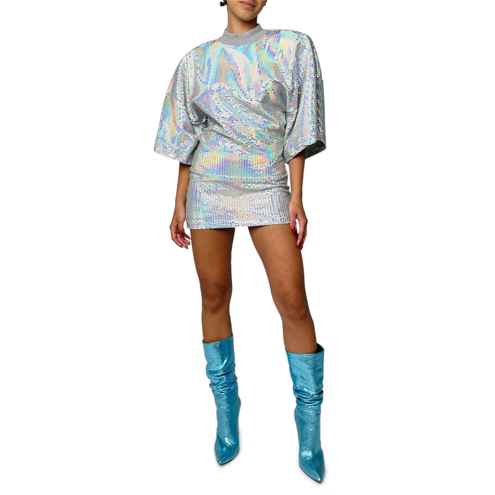 The Attico Silver Wide Short Sleeveless High Neck Tunic / Mini Dress Size M / US 6-8 / IT 42-44 - 5 Thumbnail
