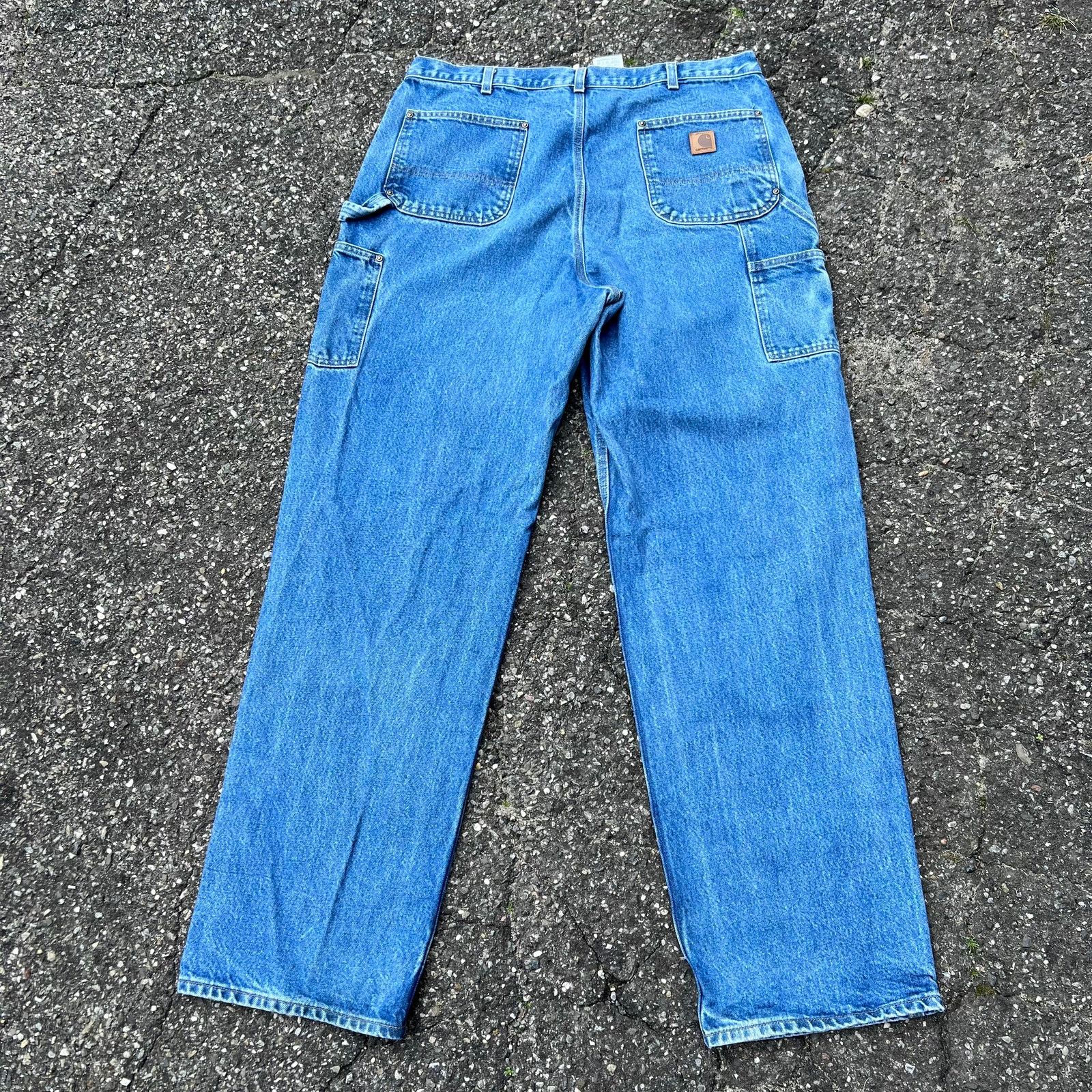 Carhartt × Vintage Vintage carhartt denim blue jeans double knee work pants Size US 37 - 6 Thumbnail