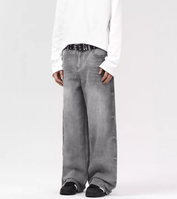 Japanese Brand × Jean Grey washed distressed loose straight baggy jeans Size US 32 / EU 48 - 2 Thumbnail