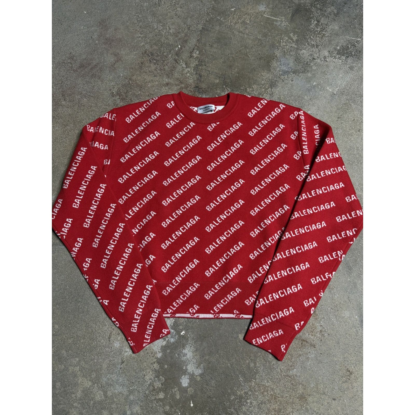 Balenciaga White Red Knit Sweater New XS