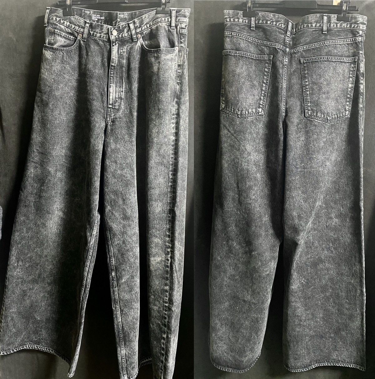 celine super wide elephant denim hedi slimane acid wash - Bottoms