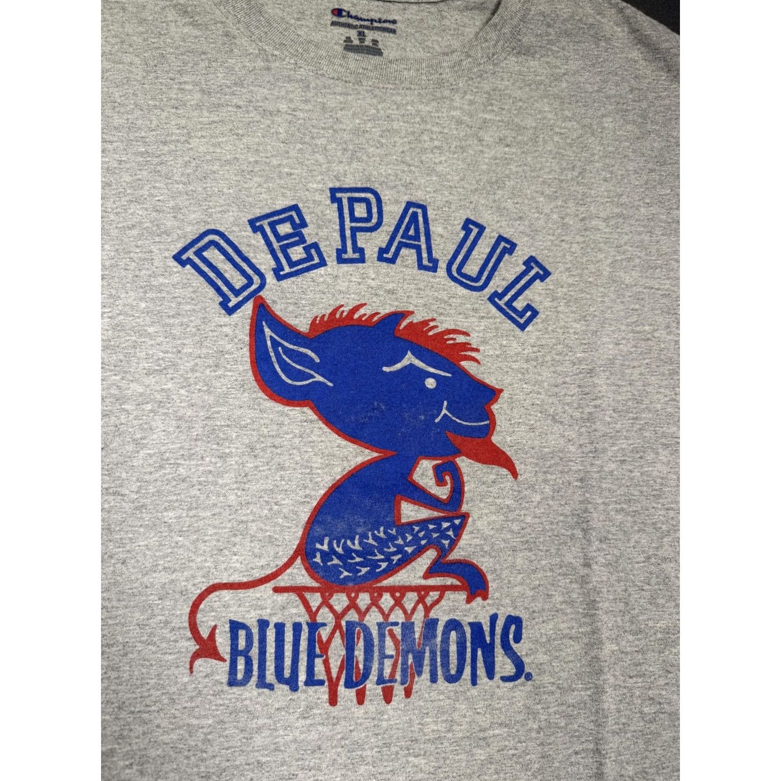 Champion VINTAGE DePaul Blue Demons Shirt Mens XL Gray Champion College Graphic Tee T-Shirt Size US XL / EU 56 / 4 - 3 Thumbnail