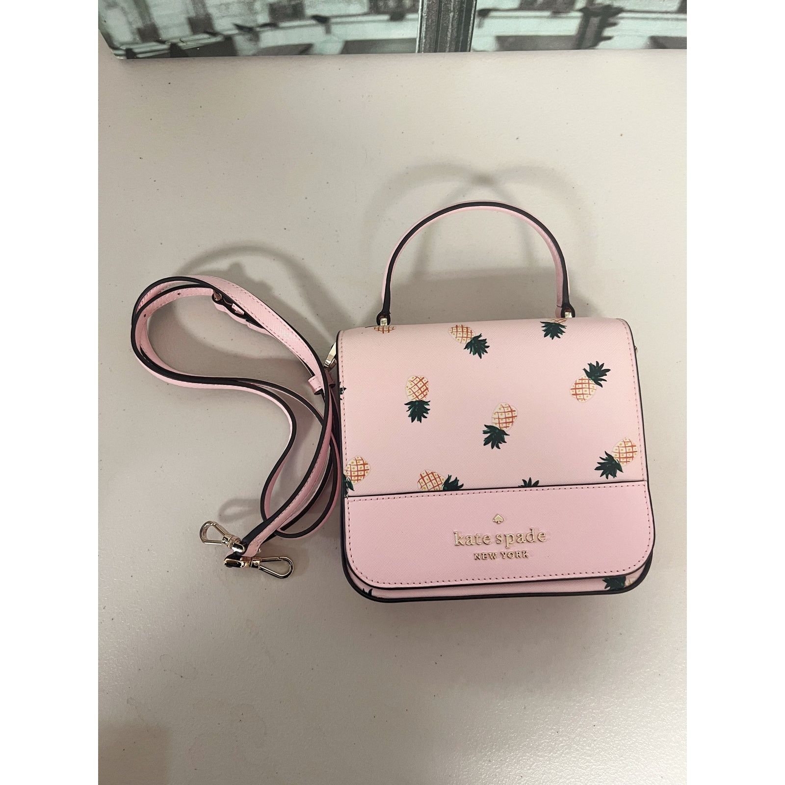 Kate Spade Kate Spade K7629 Staci Square Pineapple Crossbody Pink Size ONE SIZE - 7 Thumbnail