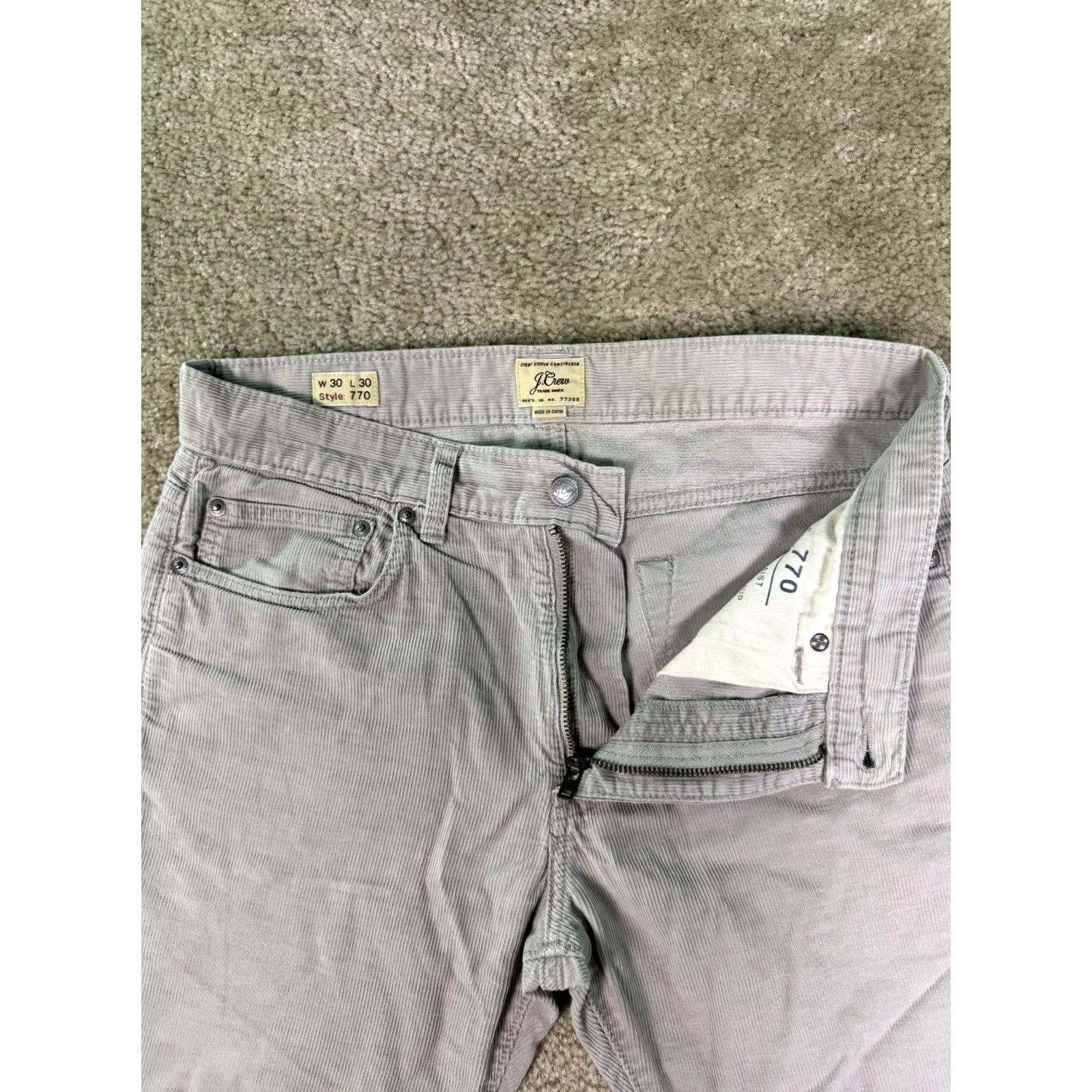 J.Crew J Crew Mens Corduroy Pants Gray Straight Leg Size 30x30 Style 770 Preppy Casual Workwear Size US 30 / EU 46 - 3 Thumbnail