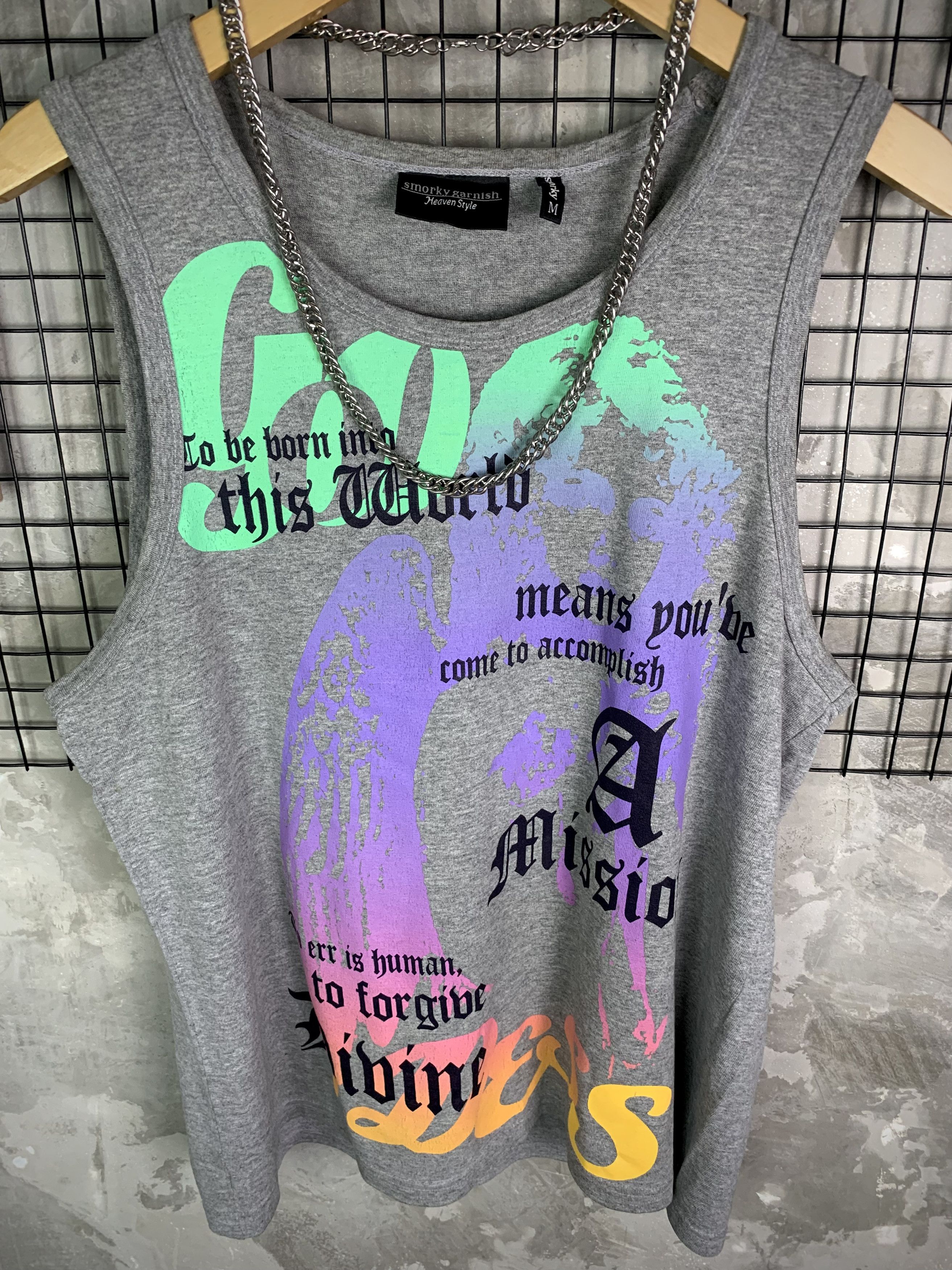 Japanese Brand Smoky Garnish Poem Graphic Neon Tank Top Size US M / EU 48-50 / 2 - 4 Thumbnail
